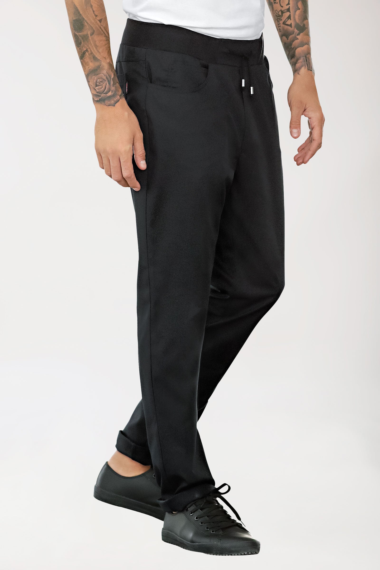 Herenbroek met gebreide tailleband zwart