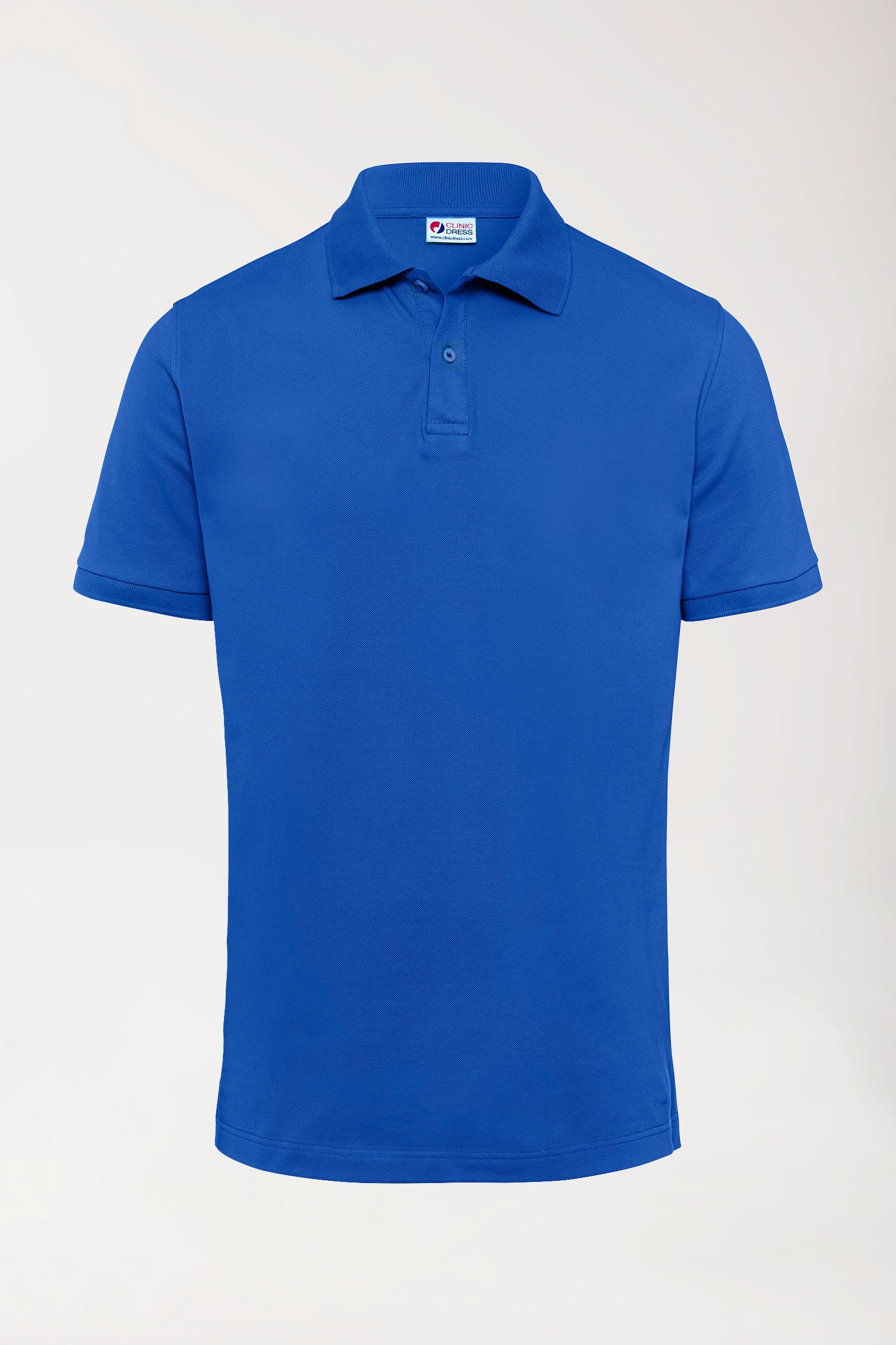 Stretch shirt heren - polokraag koningsblauw, Voorzijde view