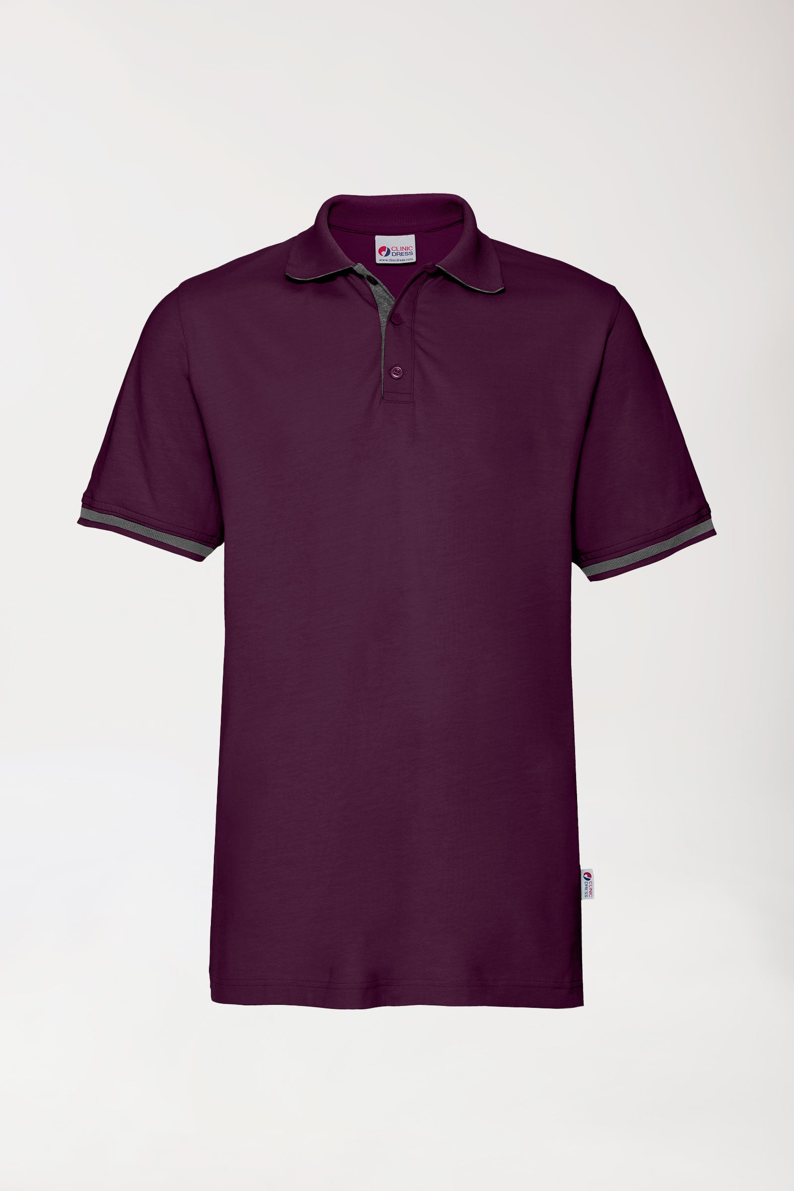 Stretch shirt heren - polokraag pruimen/donkergrijs melange