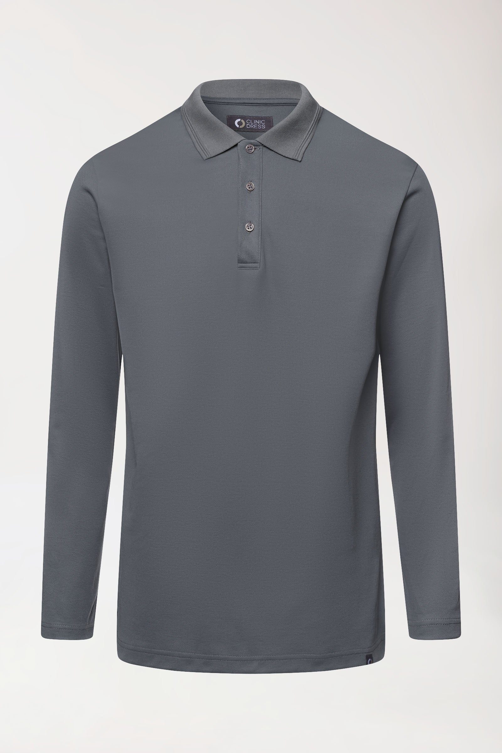 COMFY FLEX stretch longsleeve heren - polokraag steengrijs