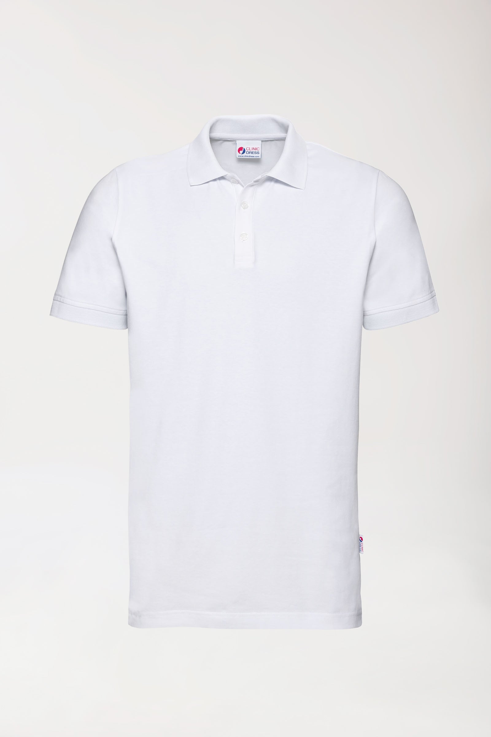 Stretch shirt heren - polokraag-knoopsluiting wit