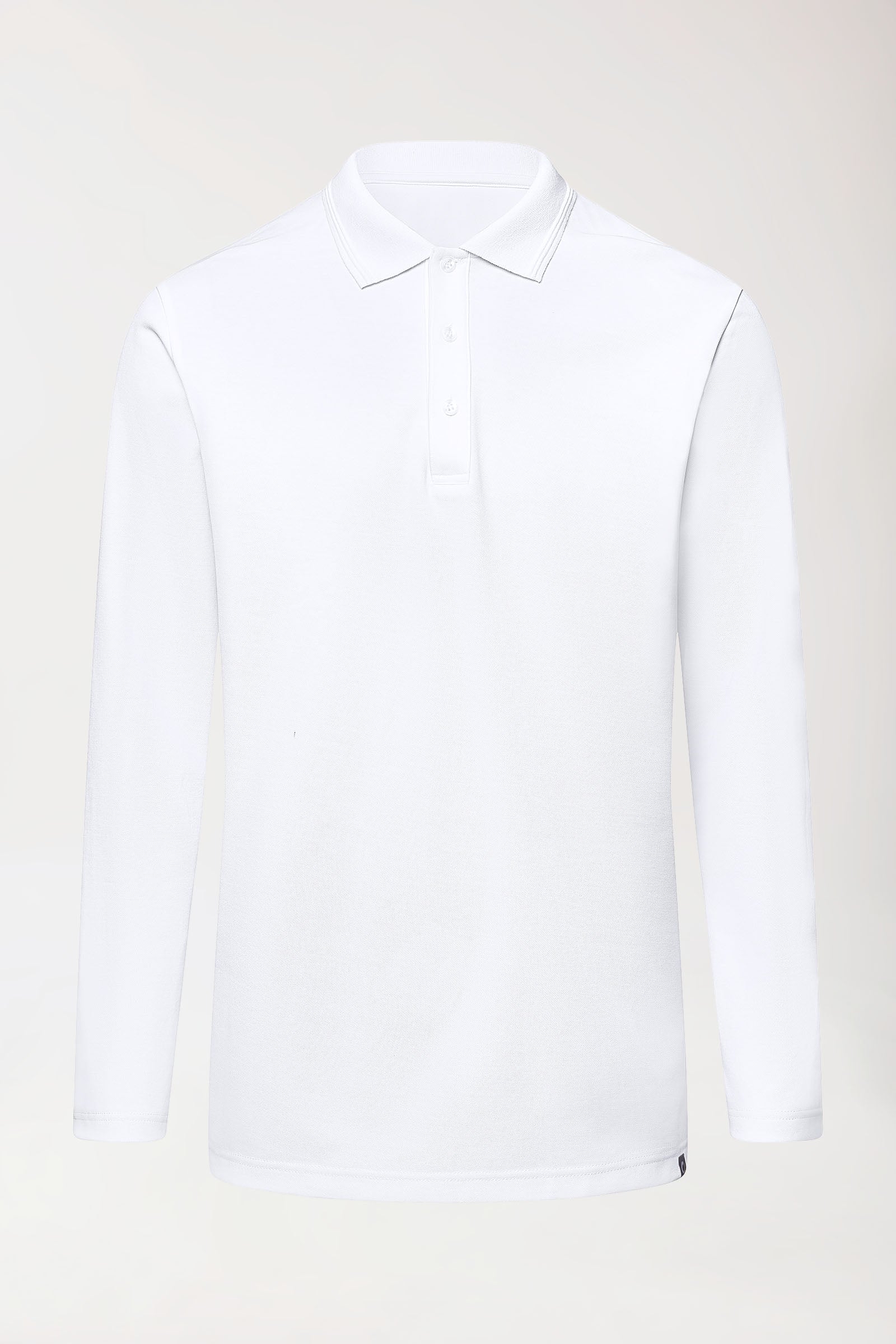 COMFY FLEX stretch longsleeve heren - polokraag wit