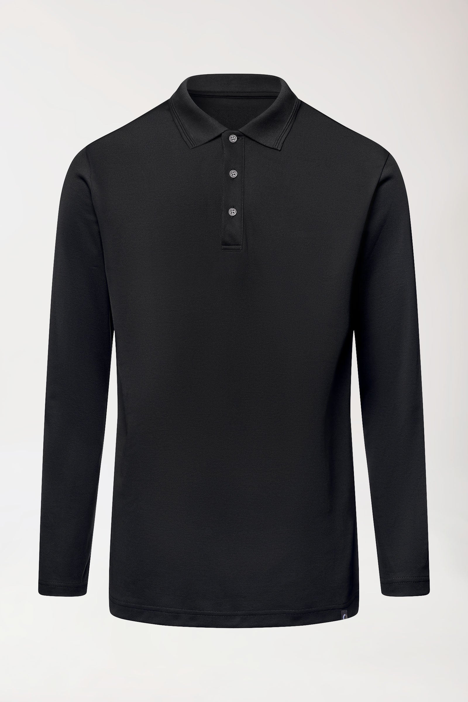 COMFY FLEX stretch longsleeve heren - polokraag zwart