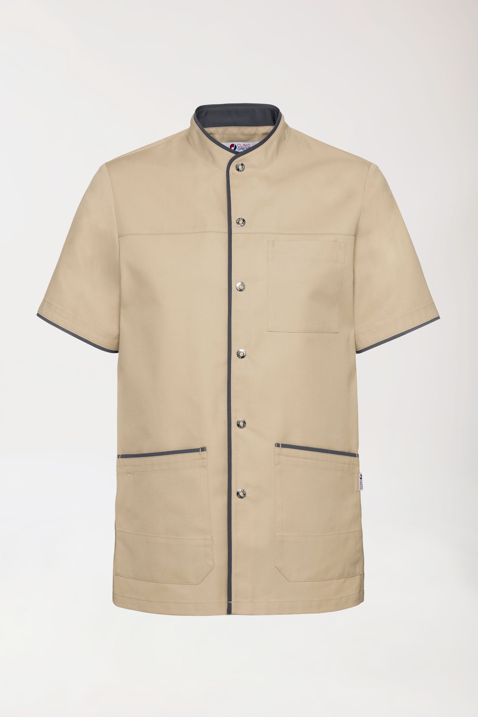 Beauty tuniek heren - met knoopsluiting bisquit/antraciet