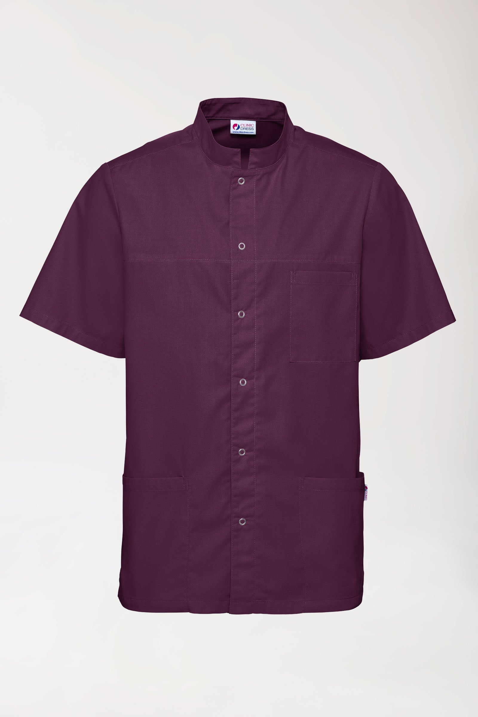 Stretch heren tuniek - met knoopsluiting pruimen