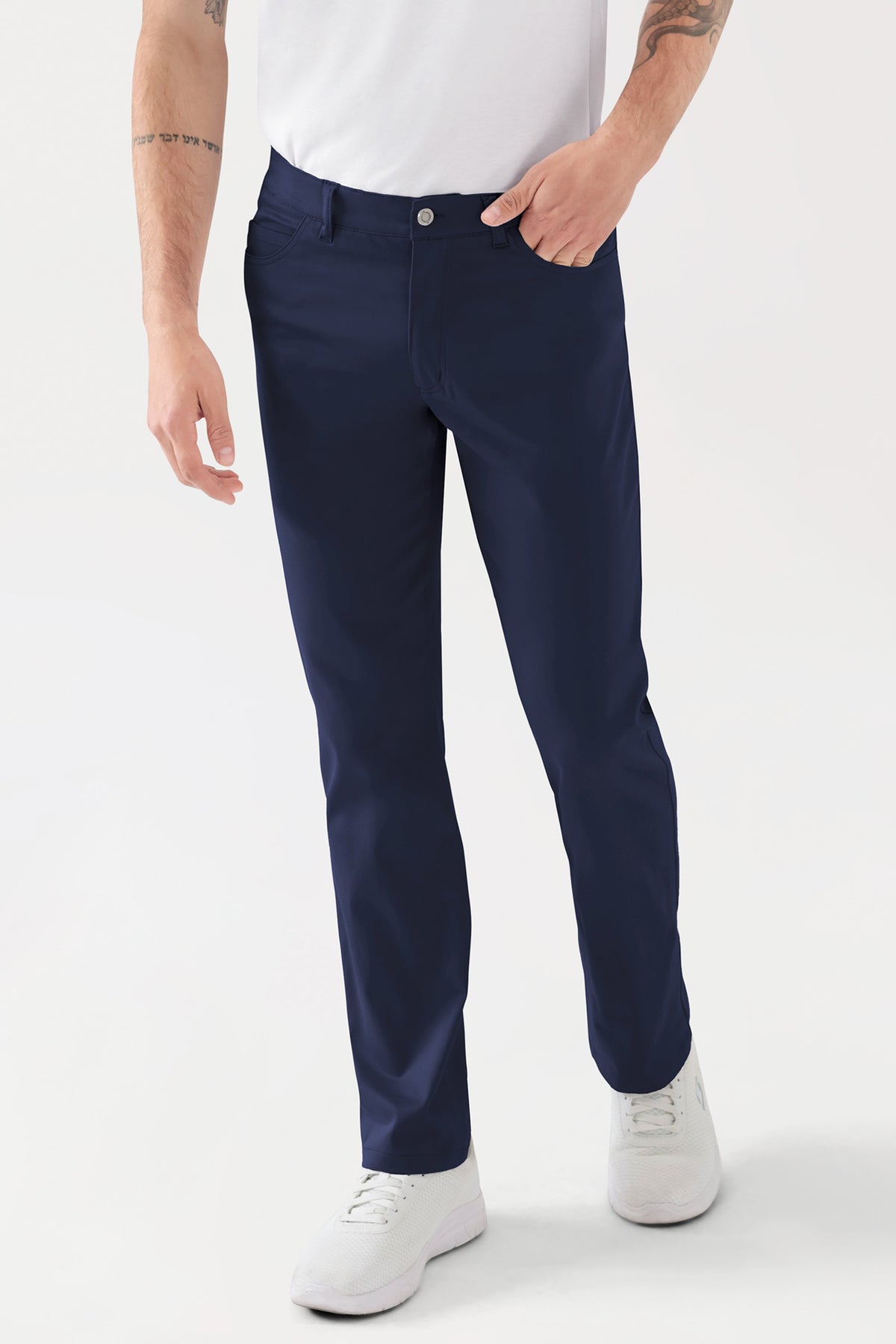 COMFY FLEX 5-pocket broek heren - rechte pijp navy, Voorzijde view