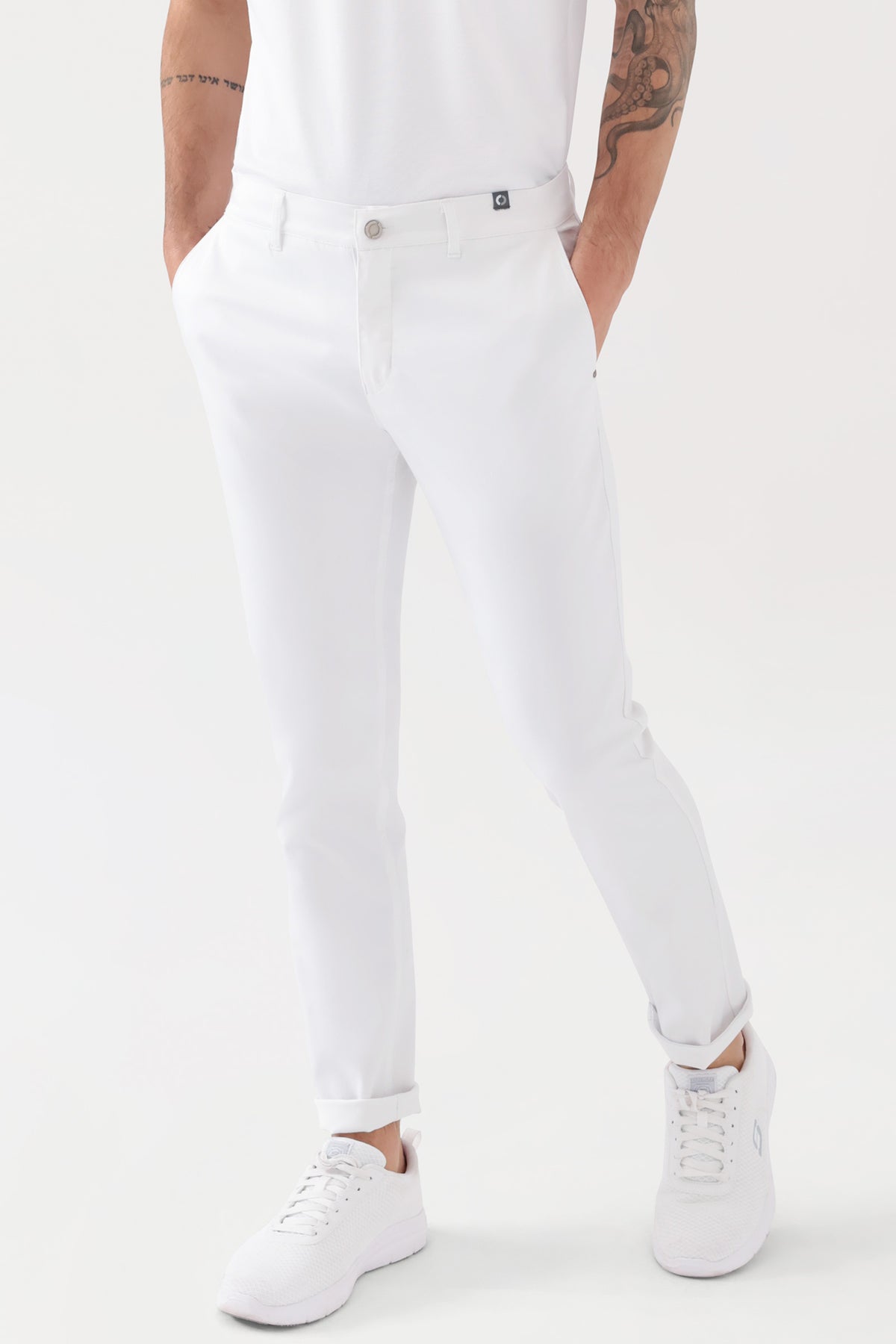 COMFY FLEX broek heren - chino stijl wit, Voorzijde view