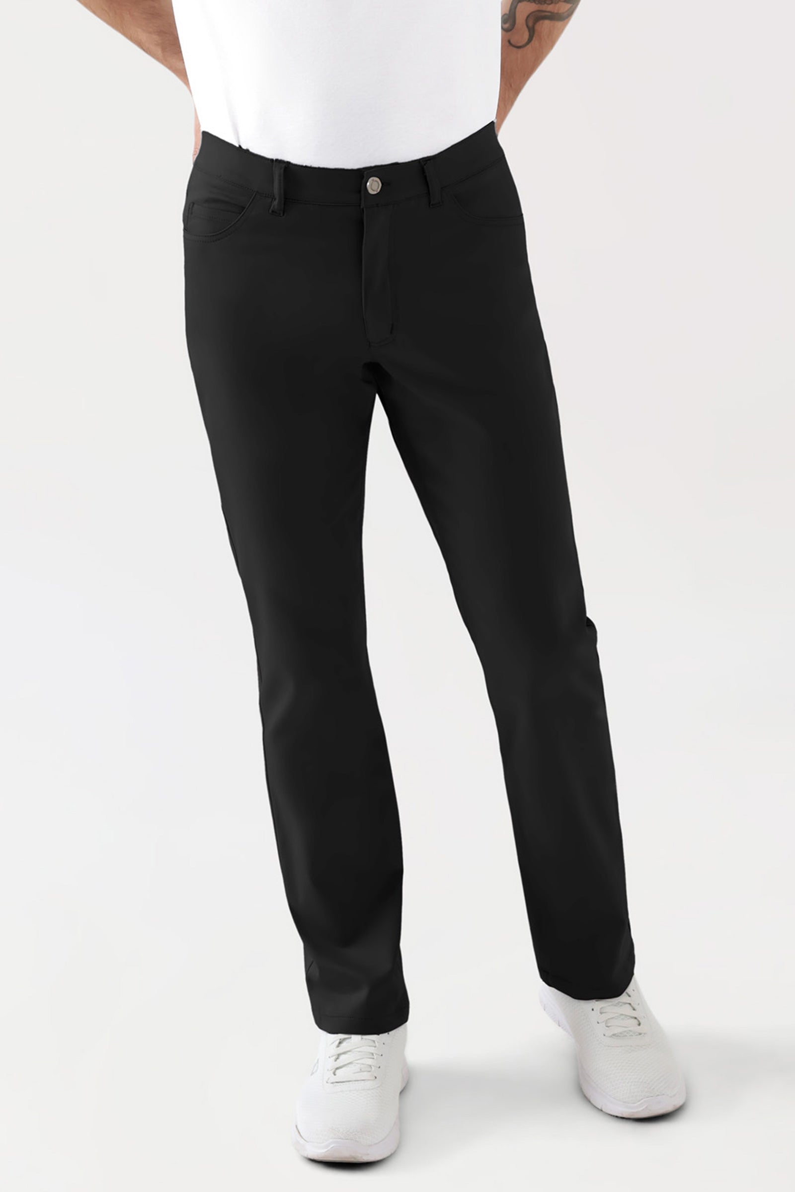 COMFY FLEX 5-pocket broek heren - rechte pijp zwart, Voorzijde view