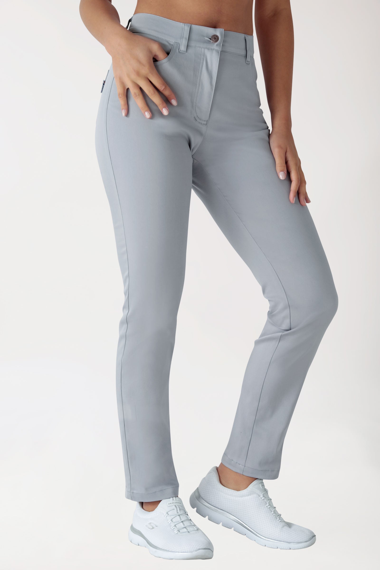5-Pocket broek dames stretch - rechte pijp grijs