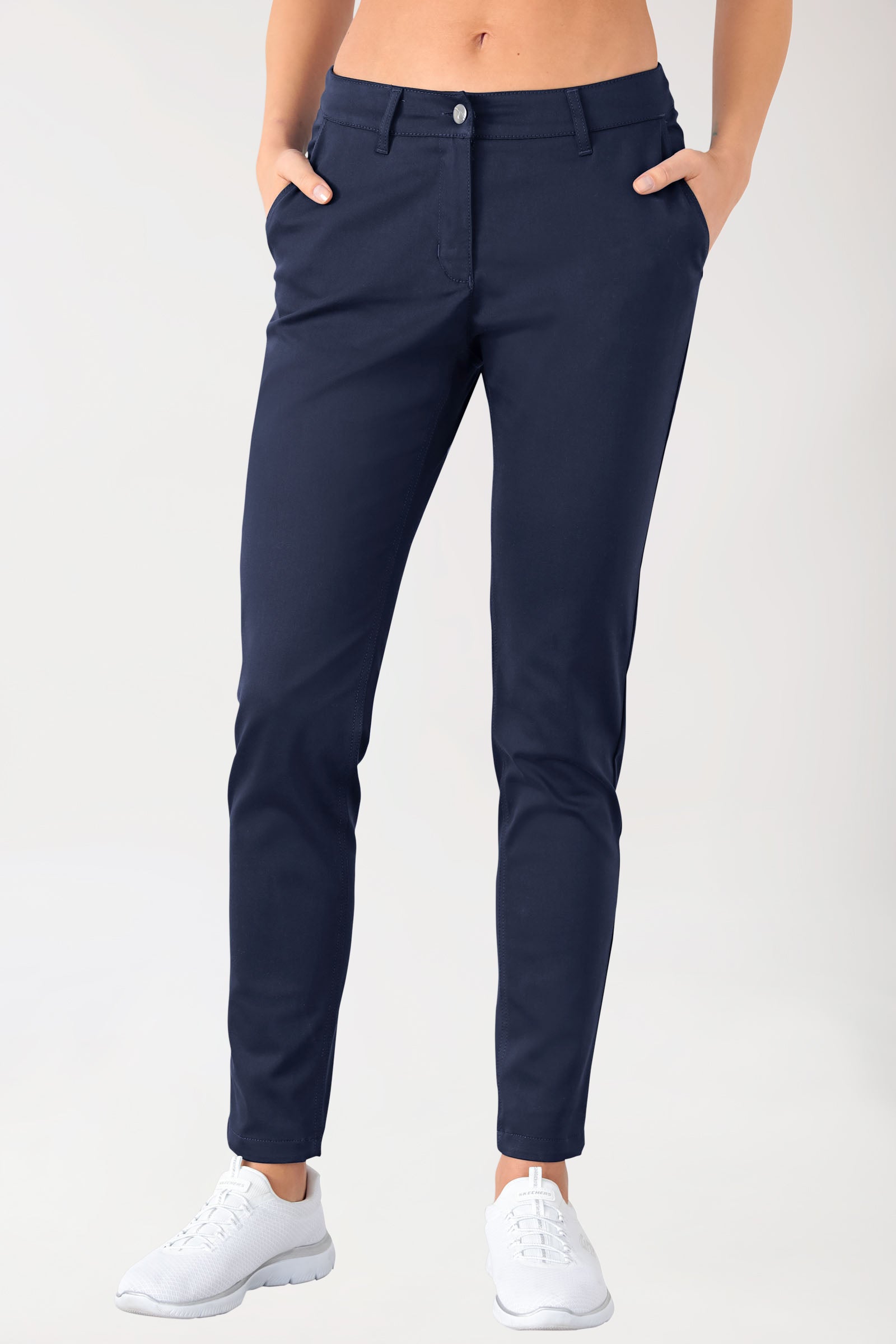 Stretch broek dames - chino style navy
