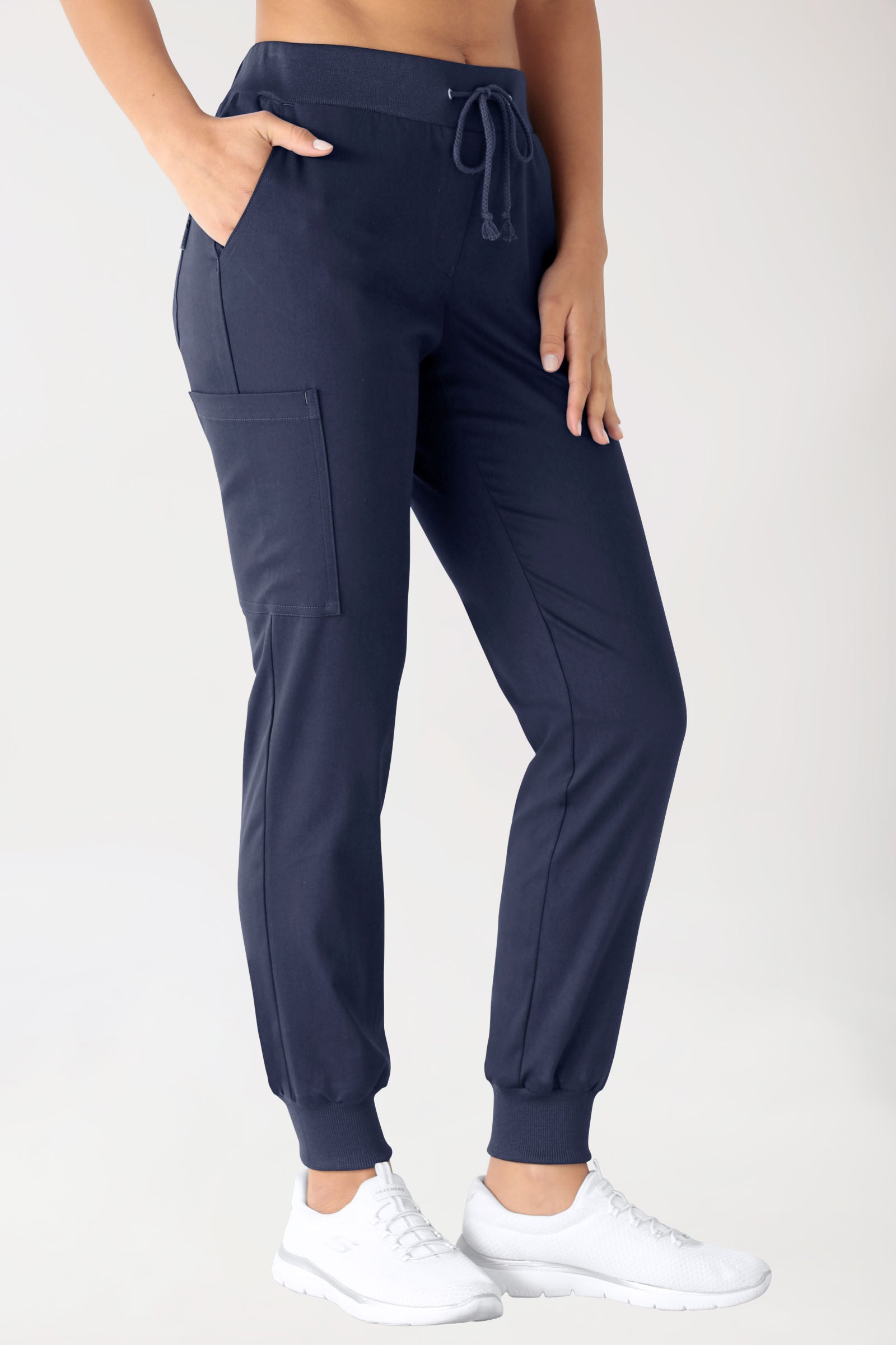 Stretch broek dames - jogpants navy