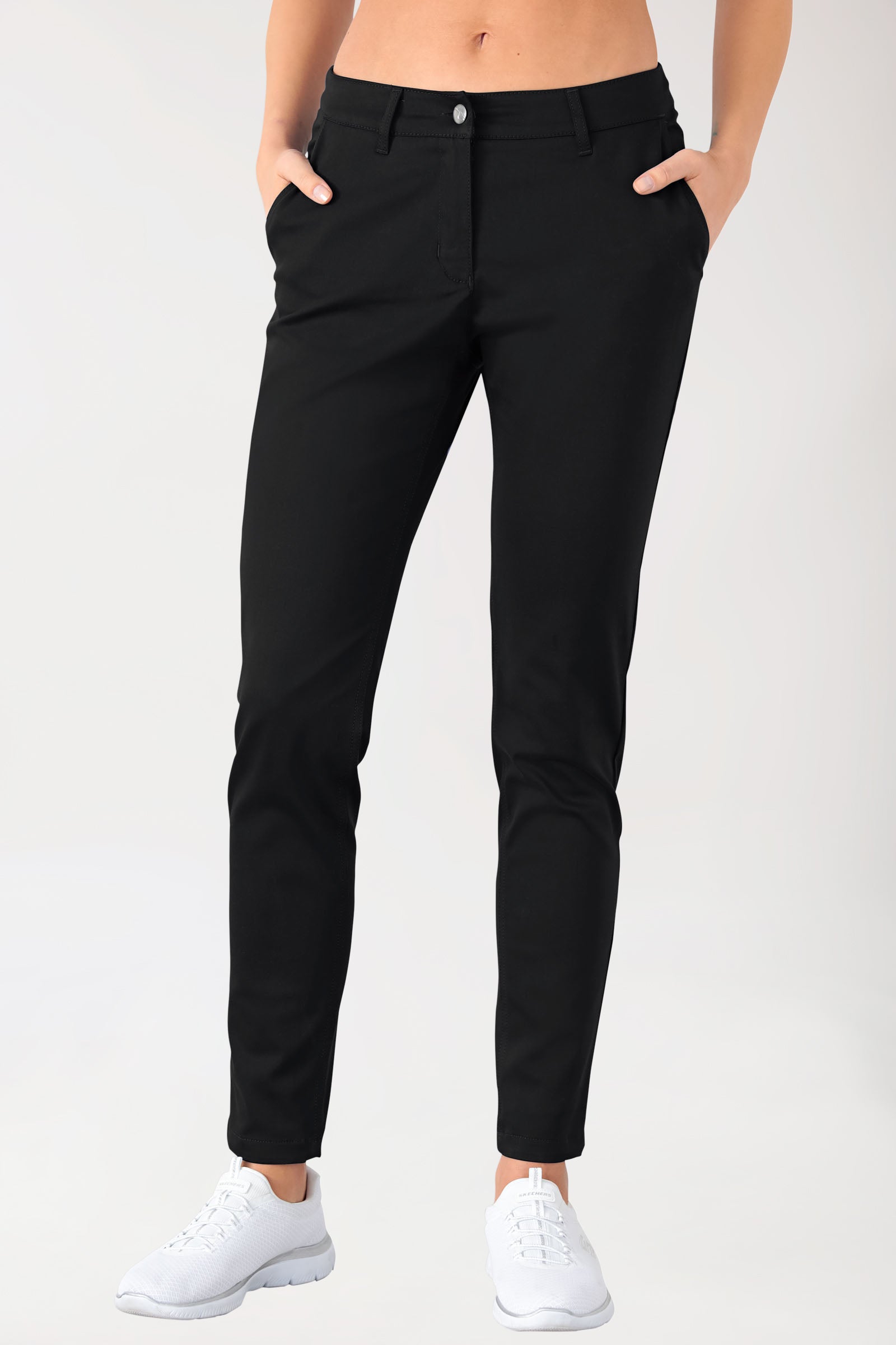 Stretch broek dames - chino style zwart