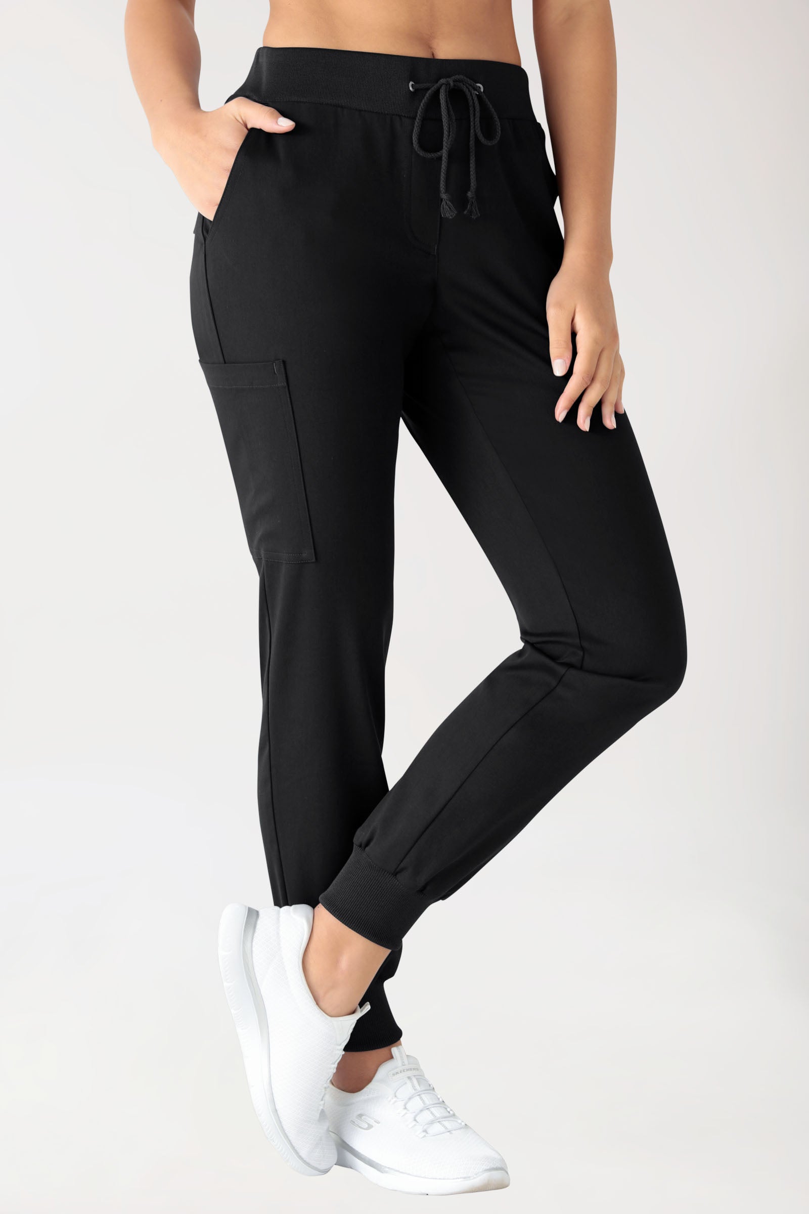 Stretch broek dames - jogpants zwart