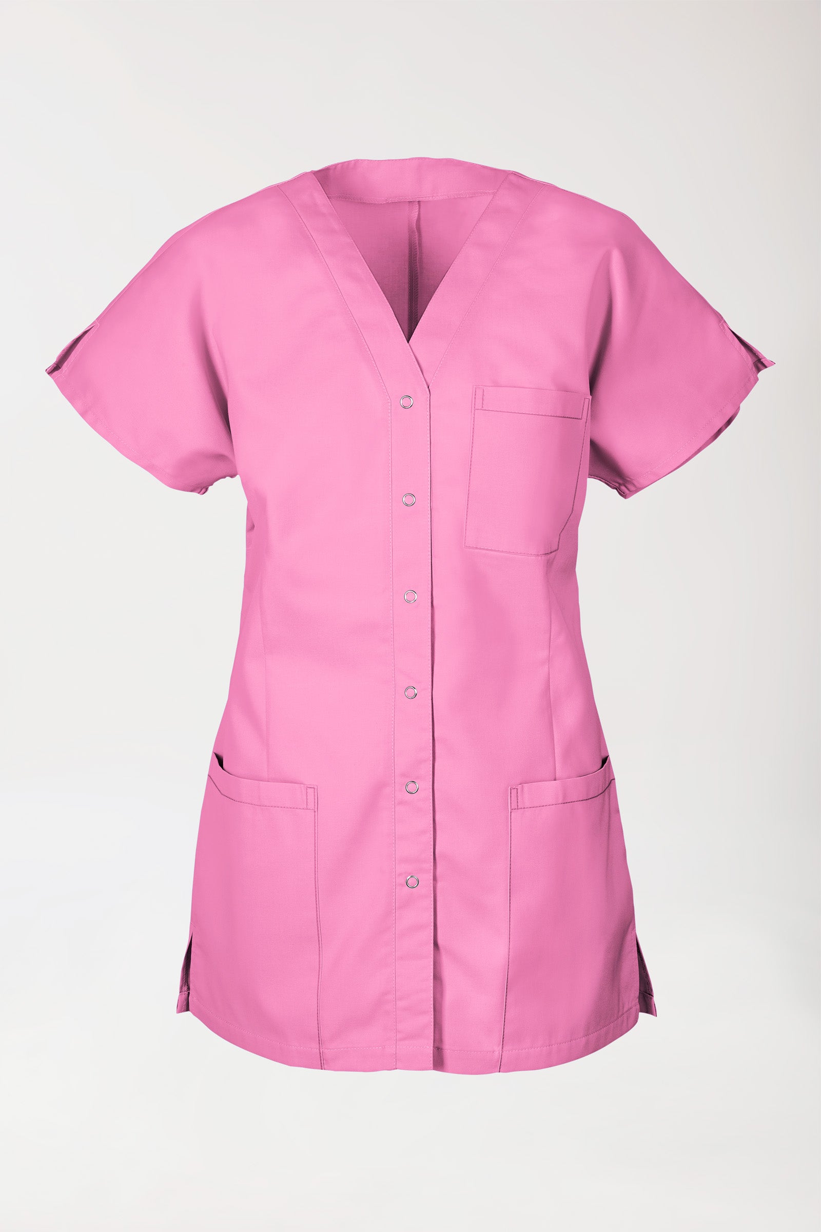 tuniek dames met drukknopen en v-hals rosy pink, Voorzijde view