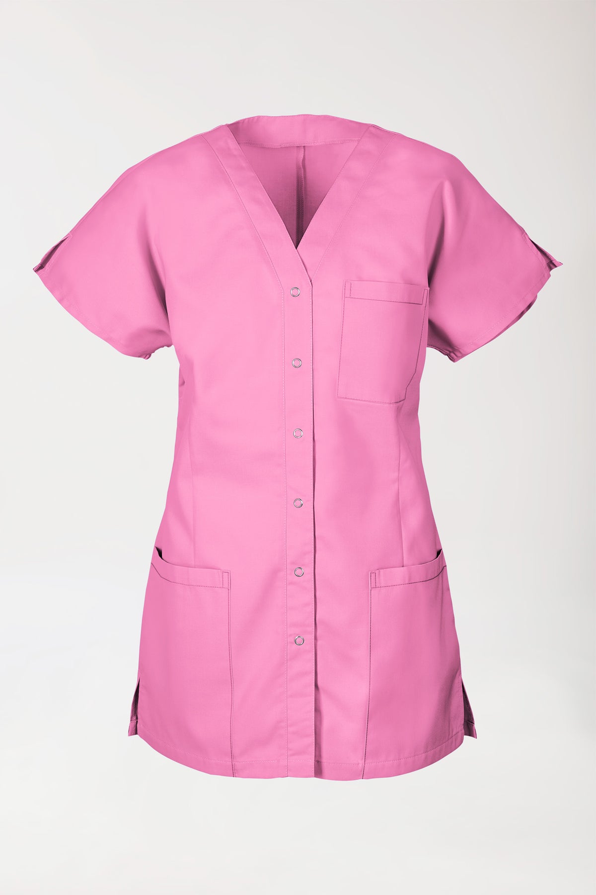 tuniek dames met drukknopen en v-hals rosy pink, Voorzijde view
