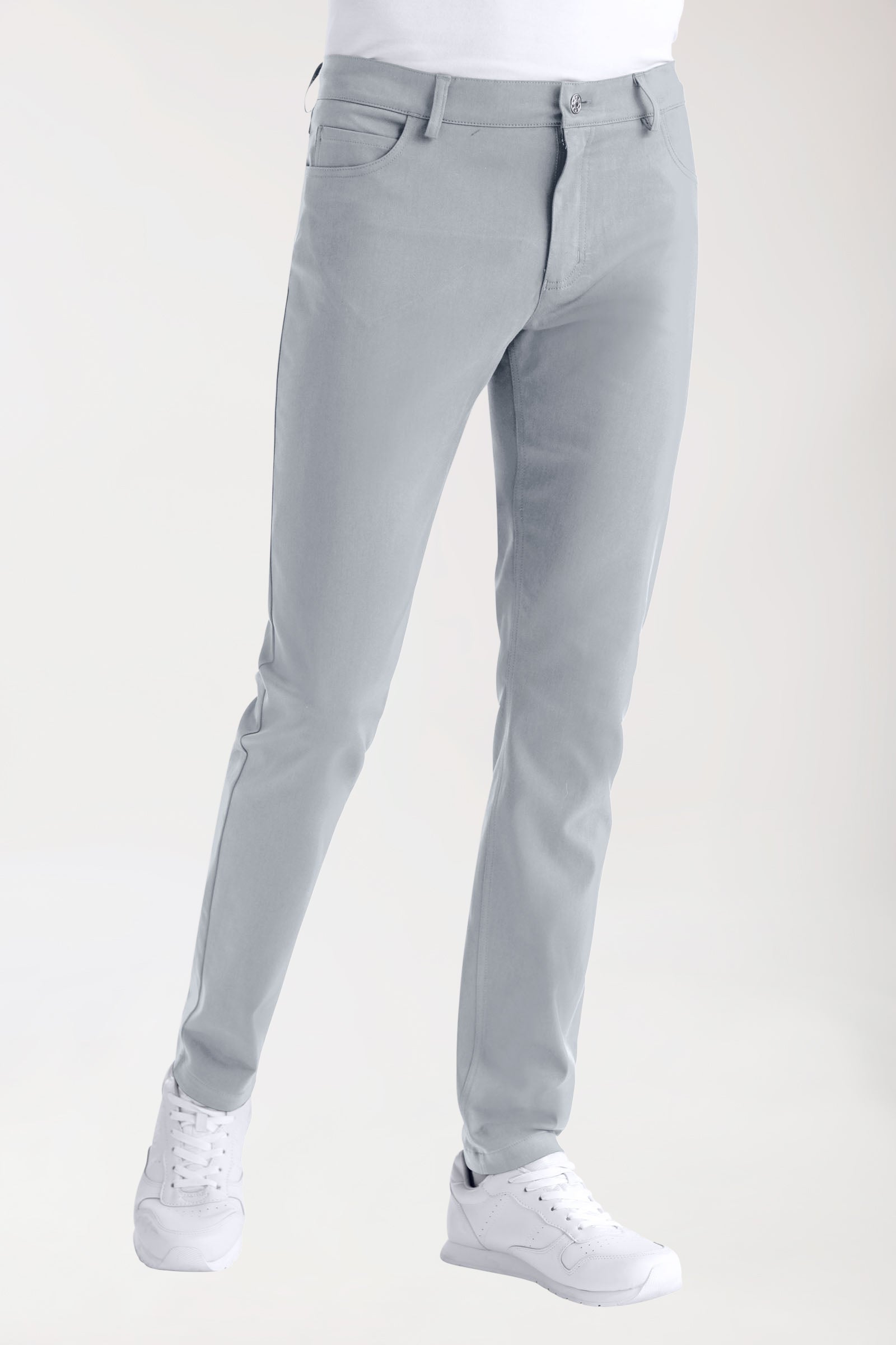 5-pocket broek heren stretch - smalle pijp grijs