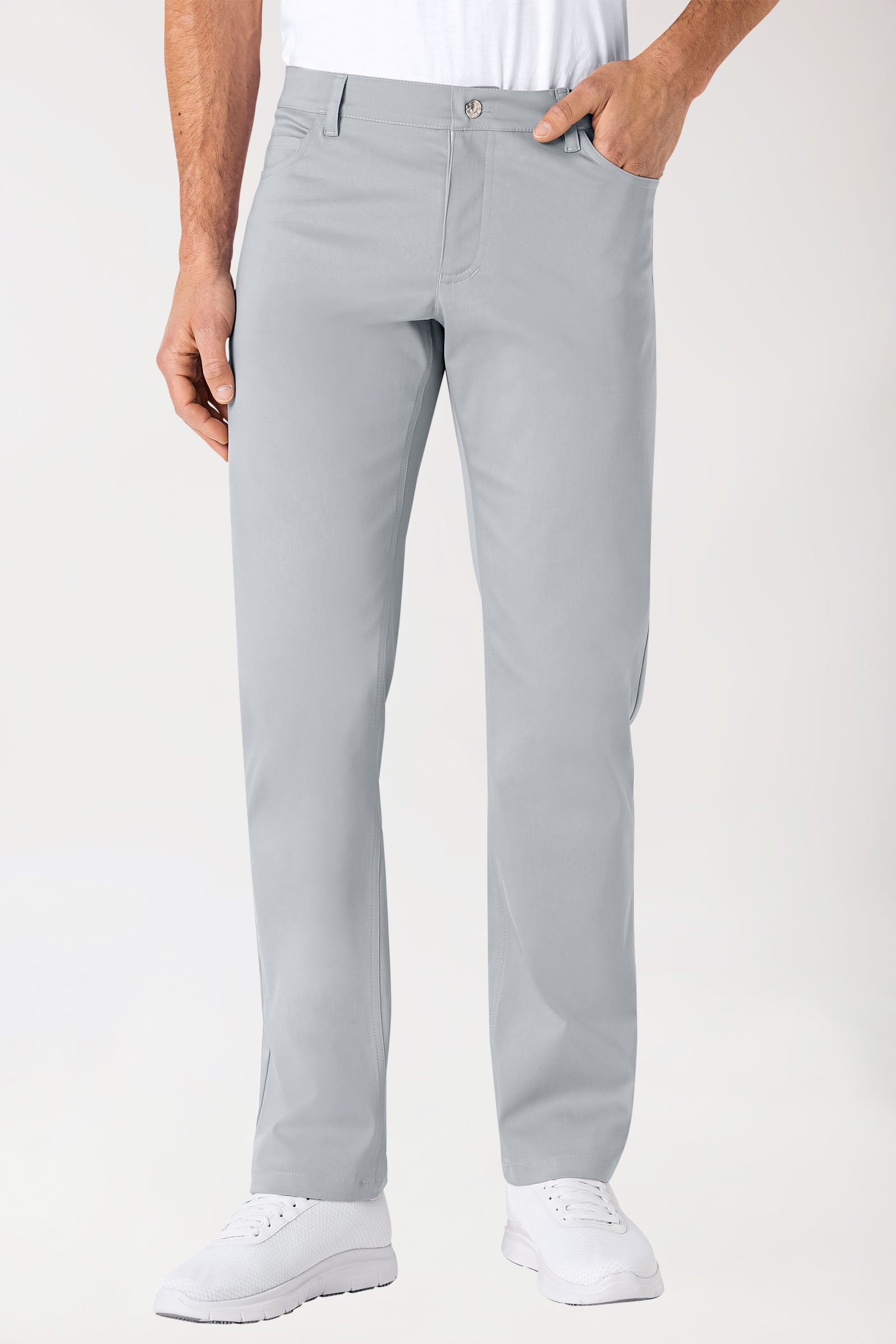 5-pocket broek heren stretch - rechte pijp grijs