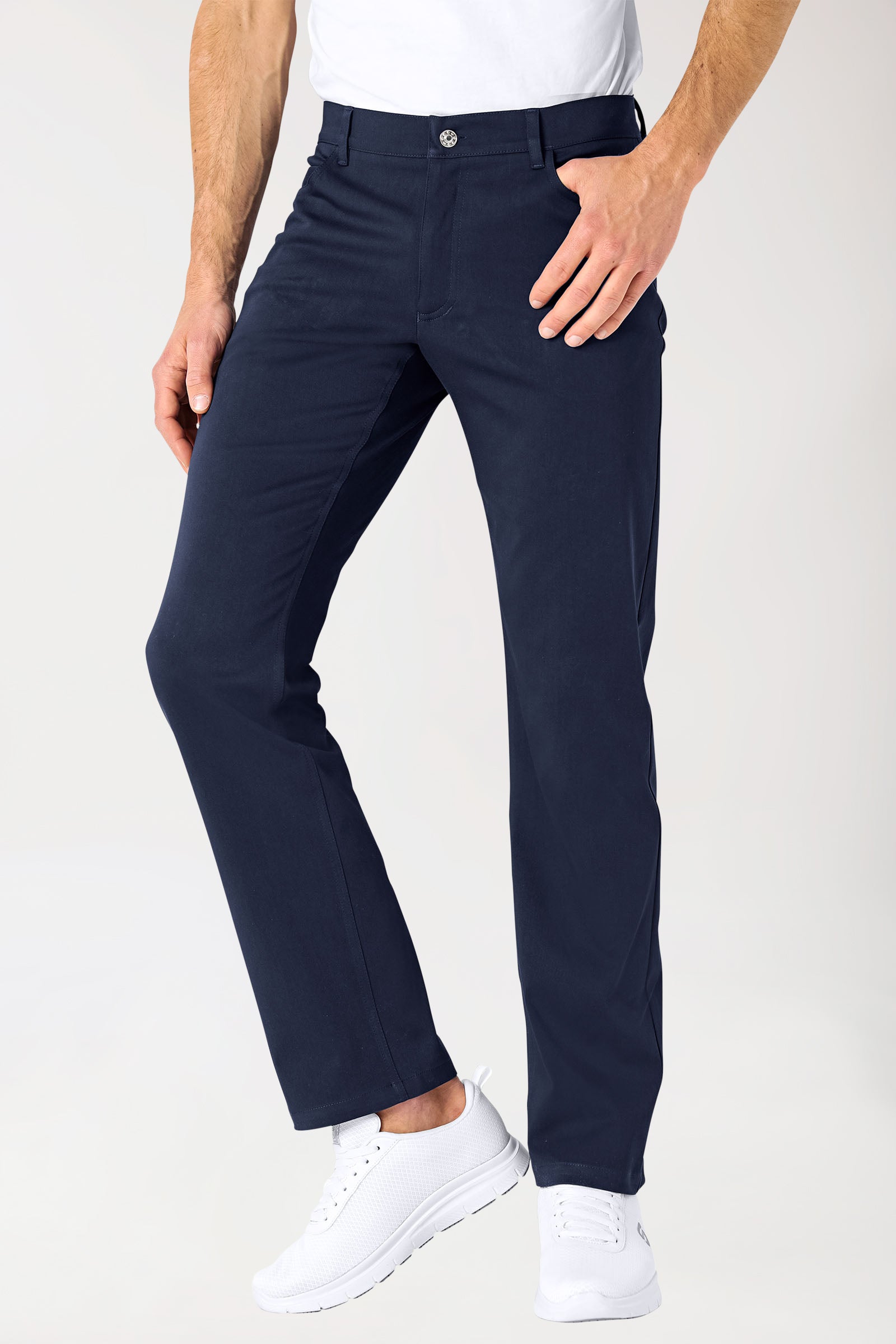 5-pocket broek heren stretch - rechte pijp navy