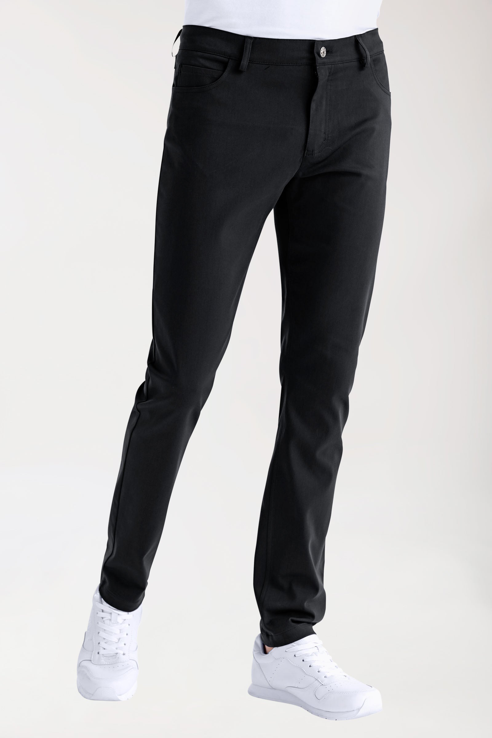 5-pocket broek heren stretch - smalle pijp zwart