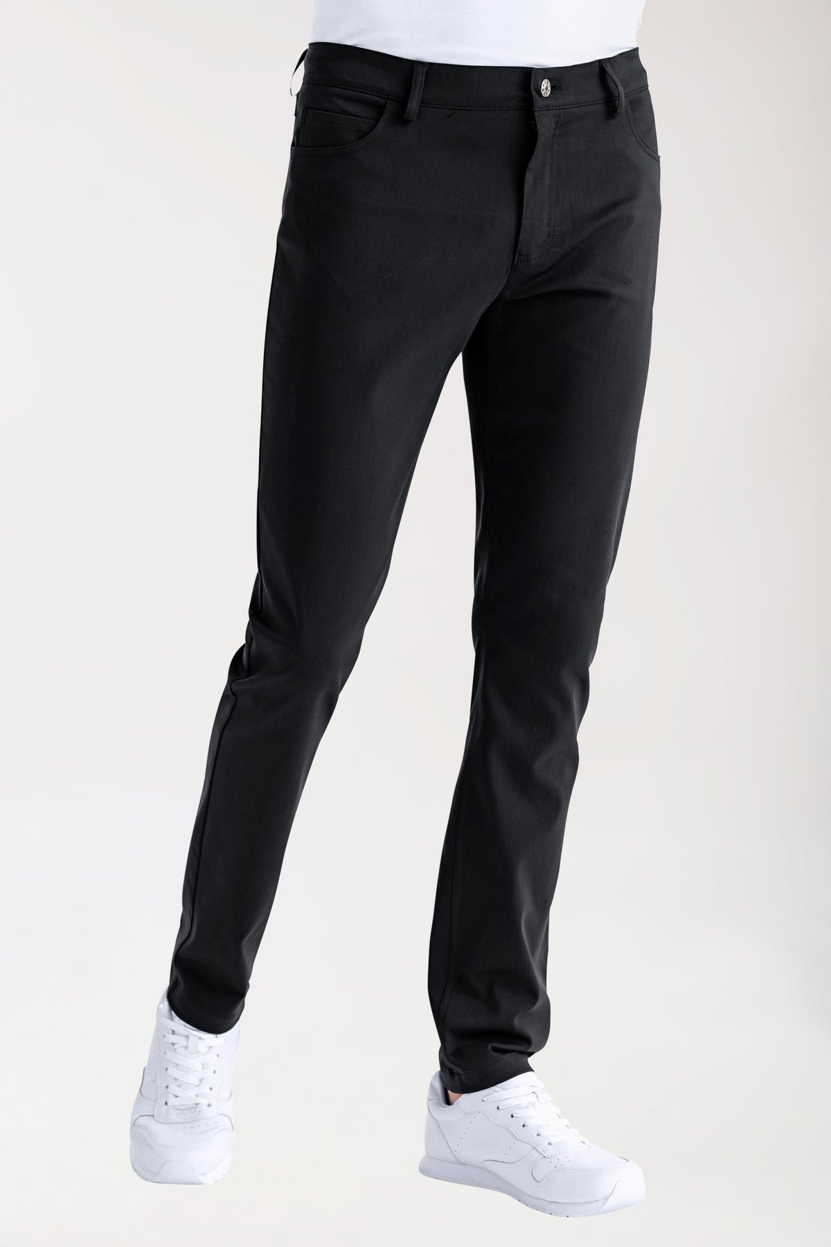 5-pocket broek heren stretch - smalle pijp zwart