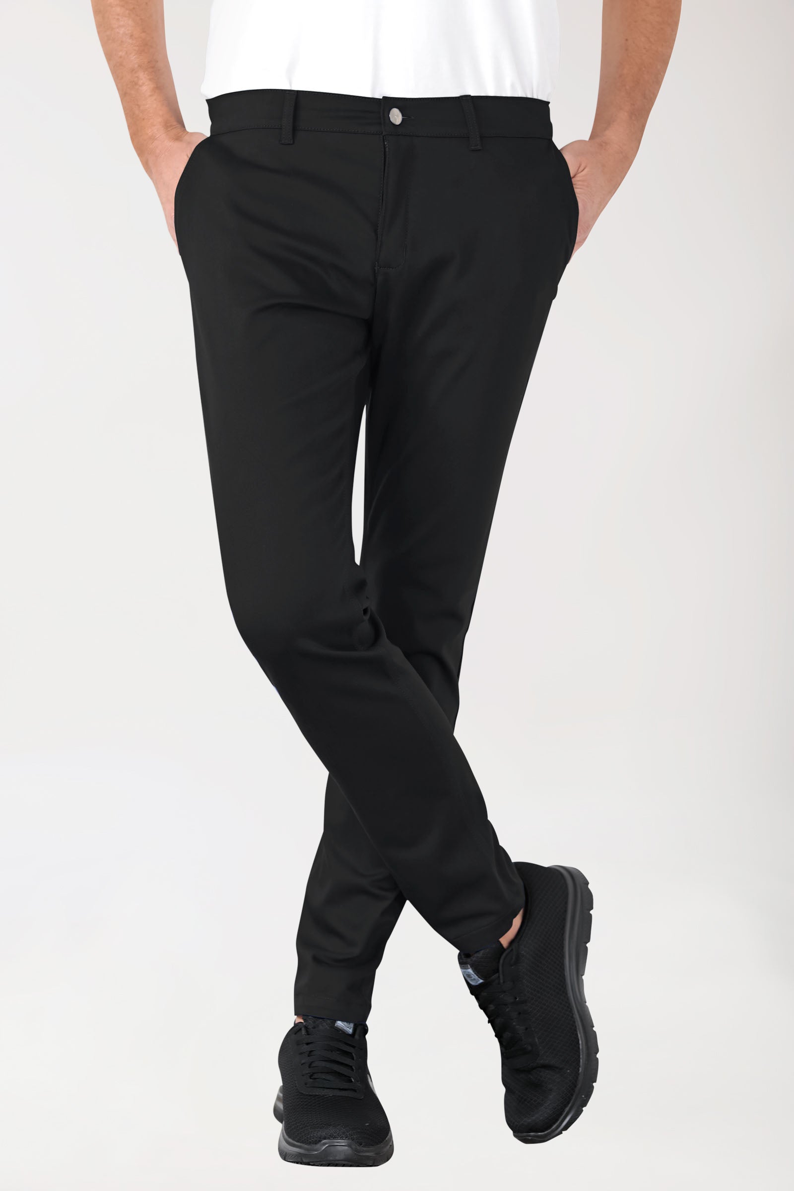 Stretch broek heren - chino style zwart