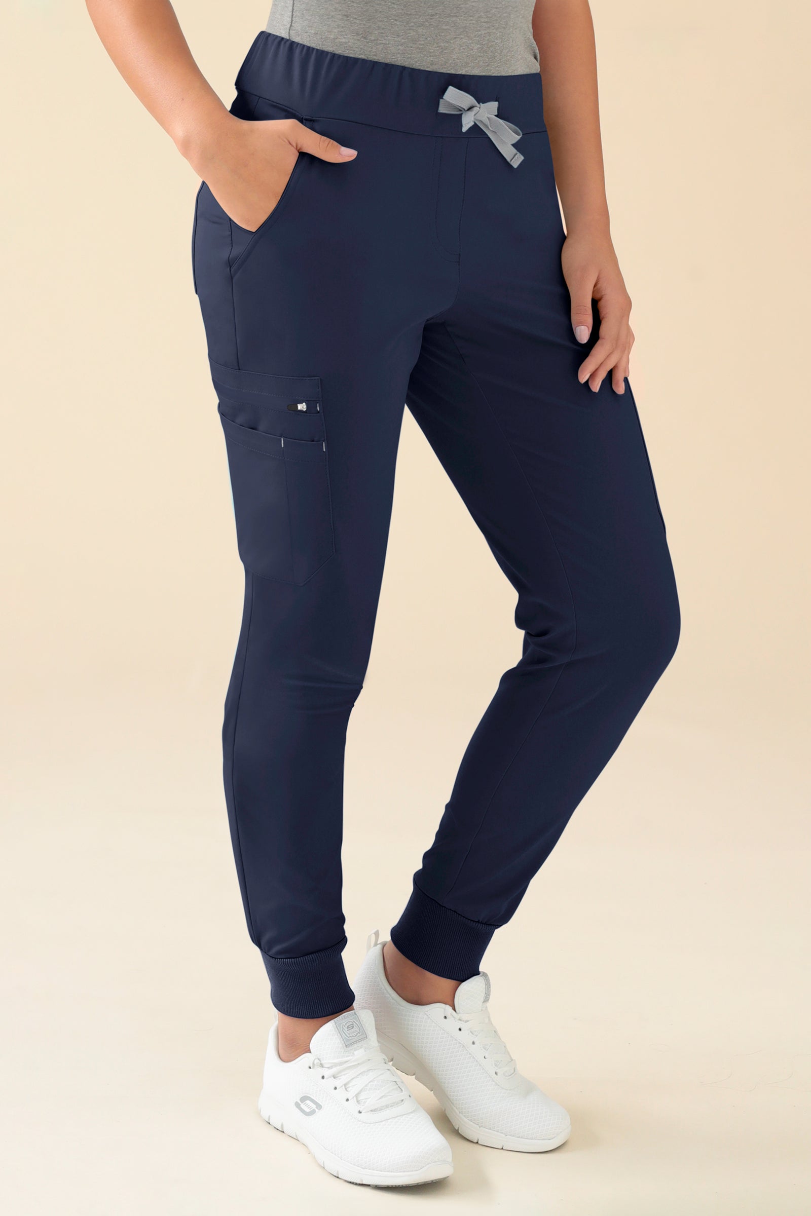 KAERE broek dames - zoom met elastische boord en beenzak navy