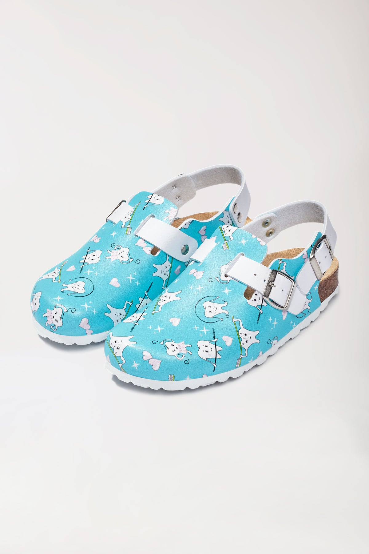 Dames muil turquoise/wit, Voorzijde view