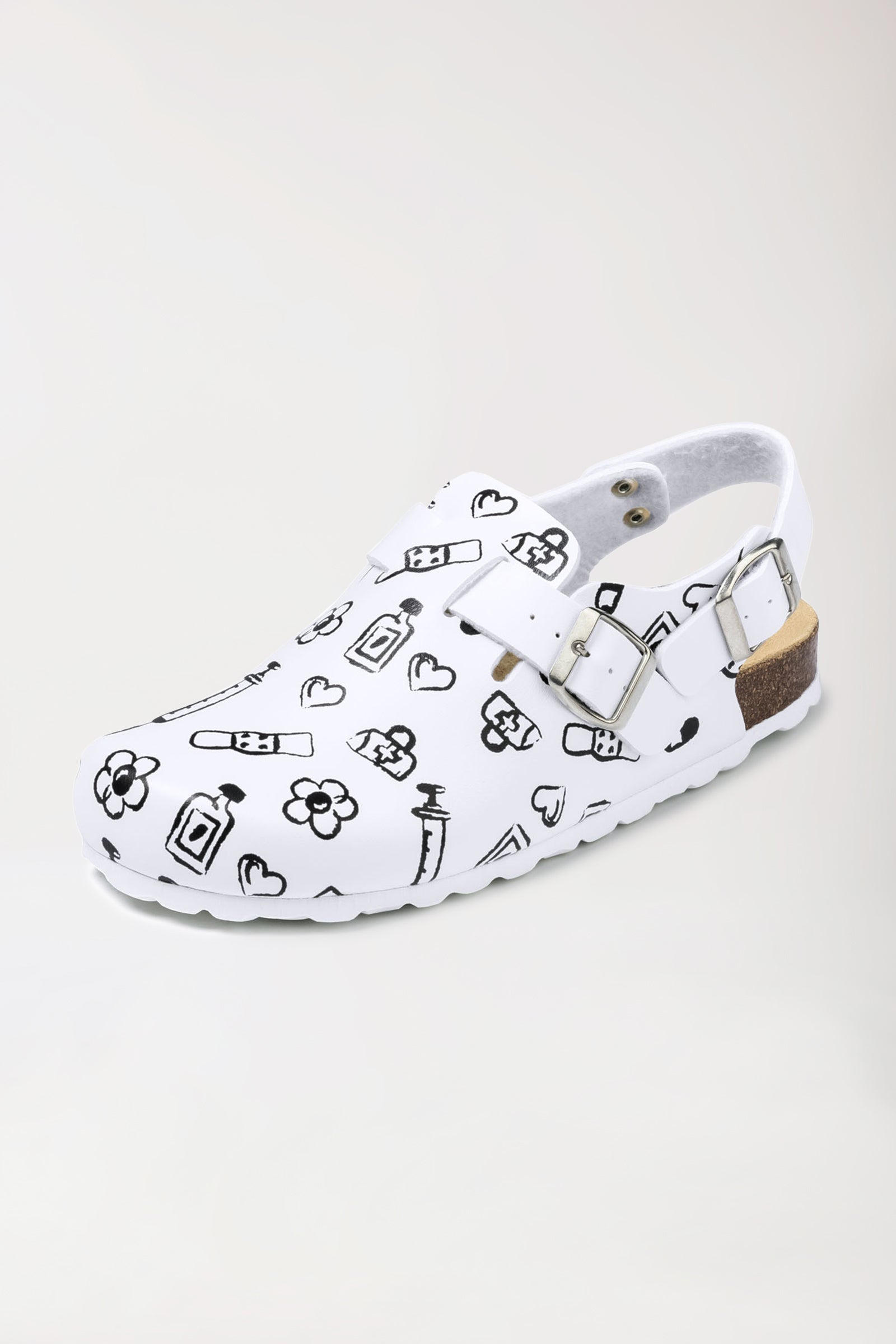 Dames muil-hielriemen- wit/zwart