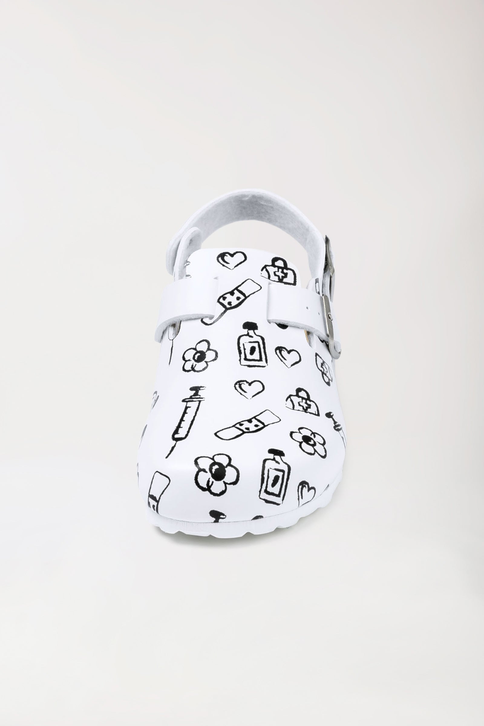 Dames muil-hielriemen- wit/zwart