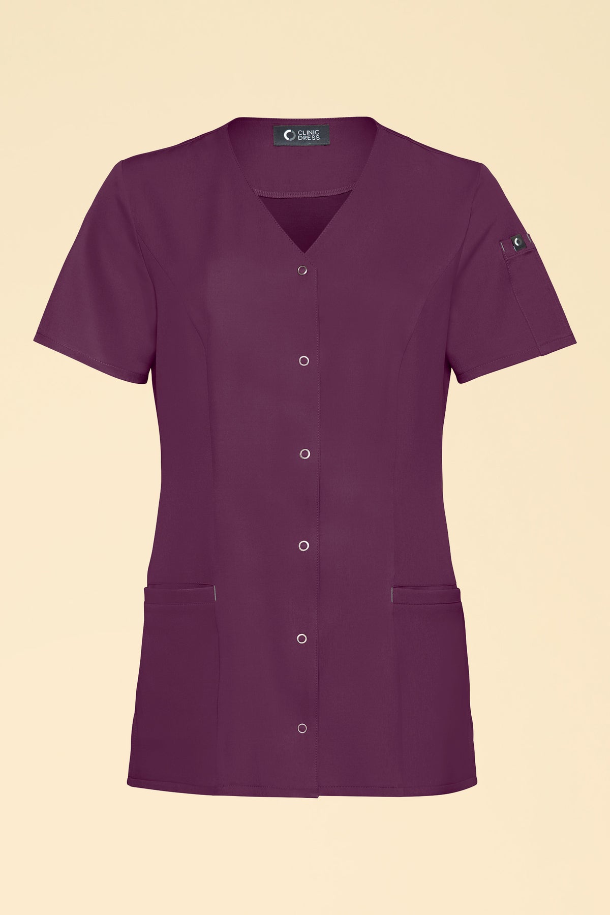 KAERE tuniek dames - drukknoopsluiting pruimen, Voorzijde view