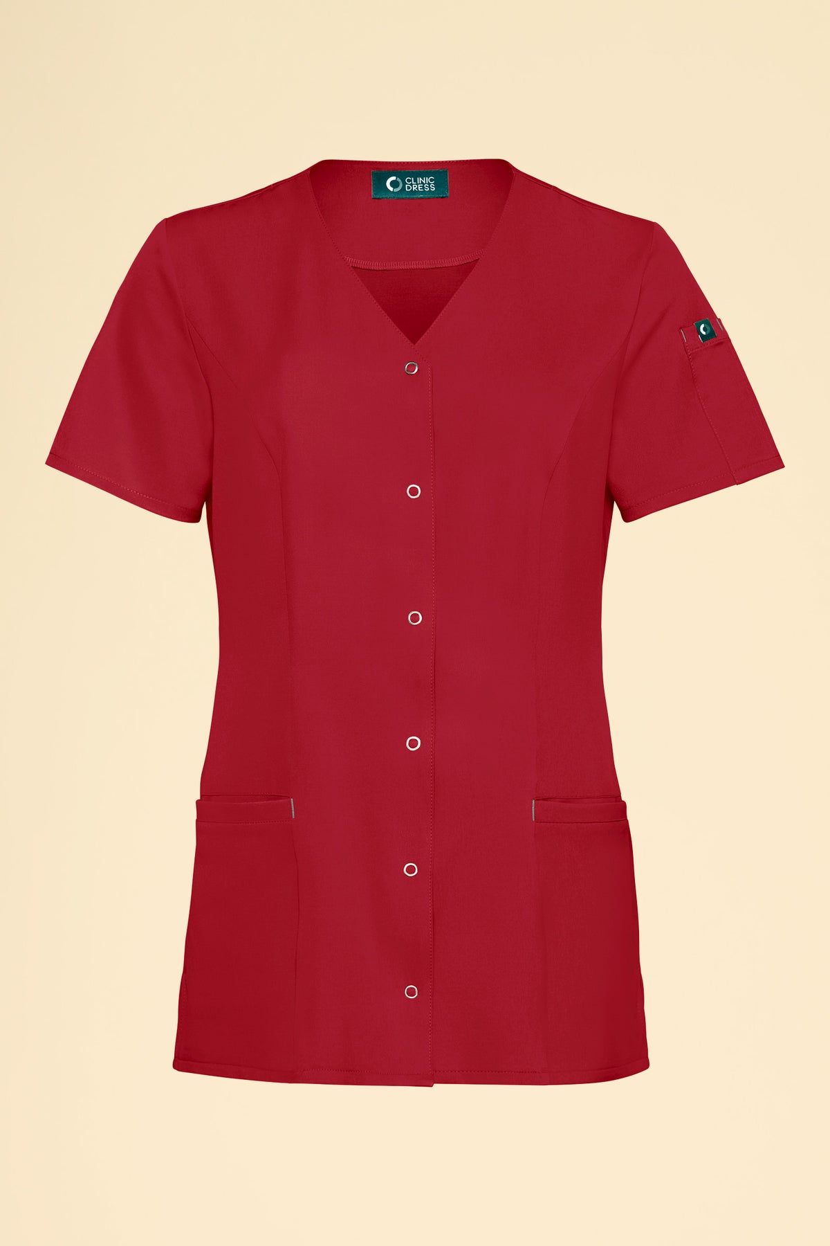 KAERE tuniek dames - drukknoopsluiting rood, Voorzijde view