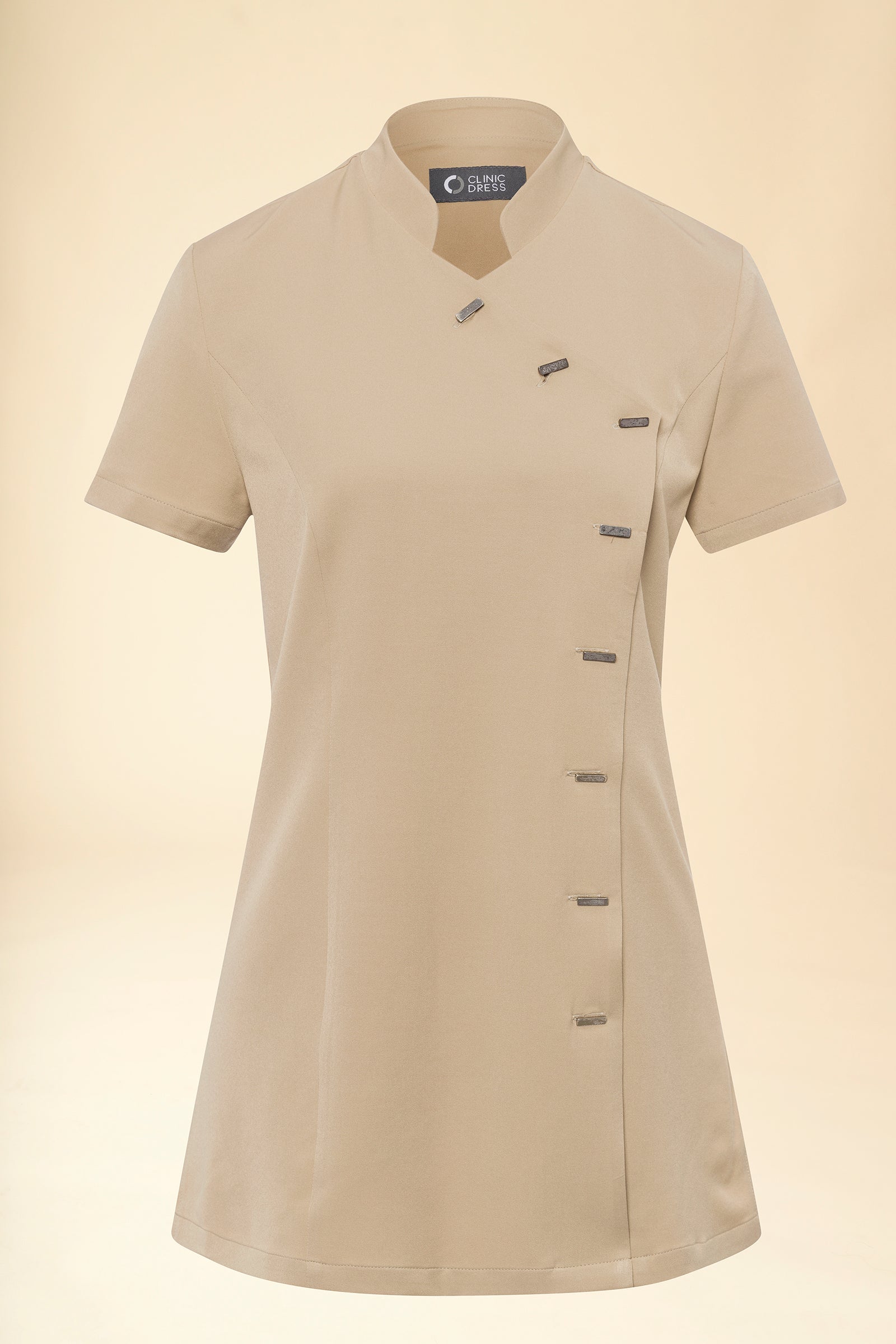 KAERE tuniek dames - asymetrische knoopsluiting zand, Voorzijde view
