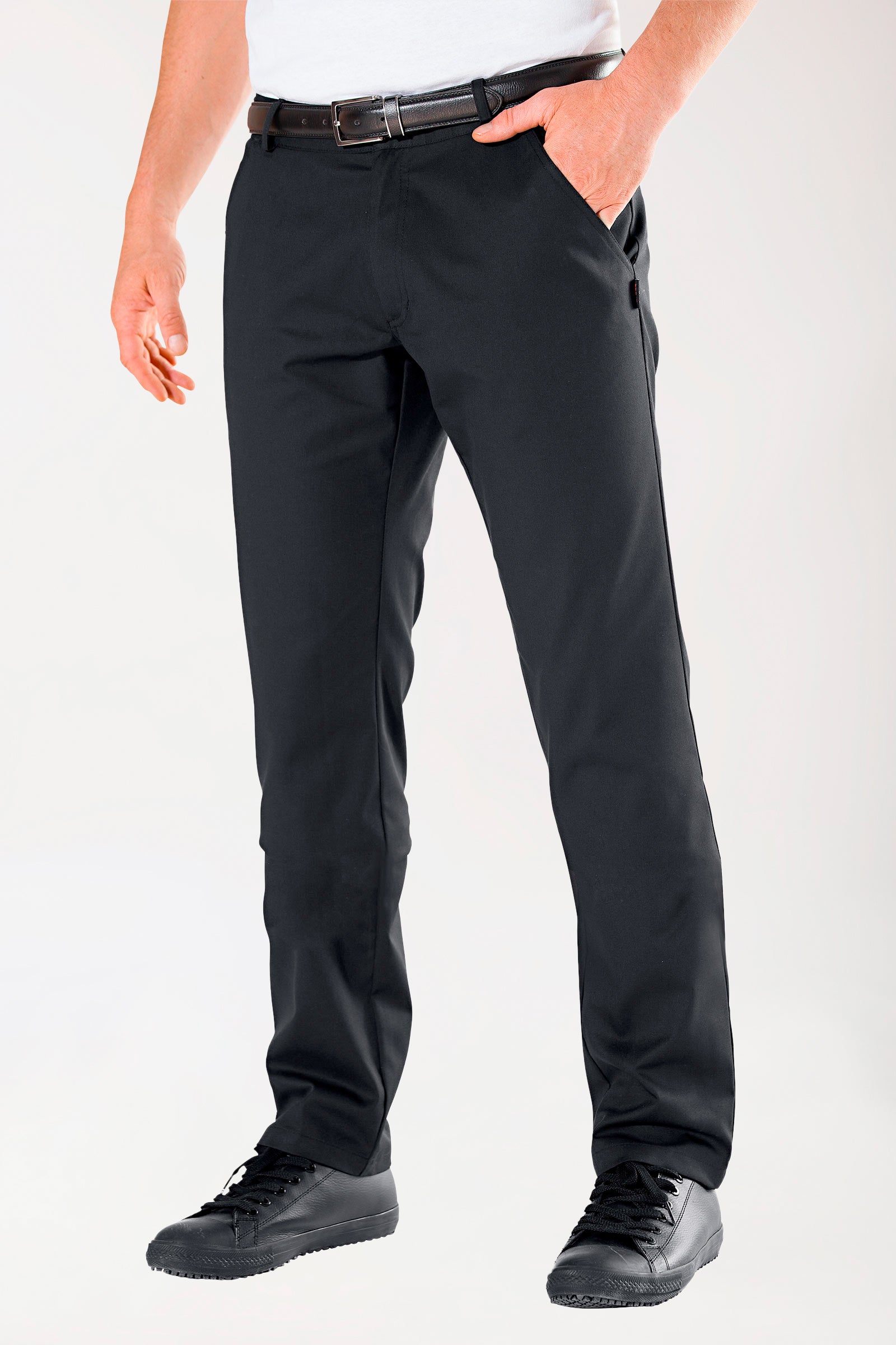 Gastro stretch broek heren - chino stijl zwart, Voorzijde view