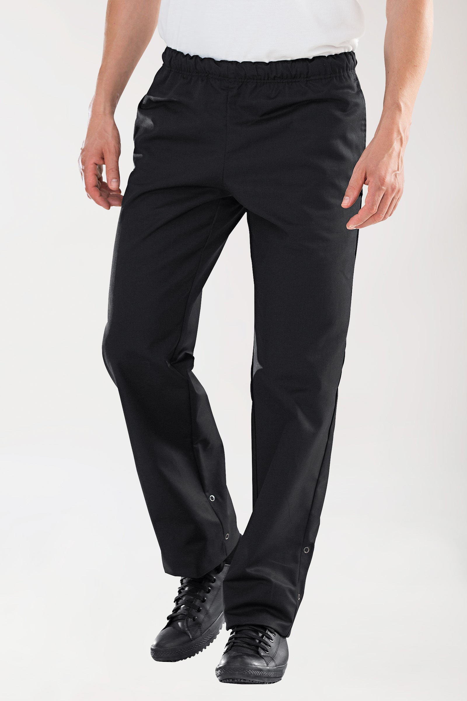 Gastro broek heren - elastische tailleband zwart, Voorzijde view