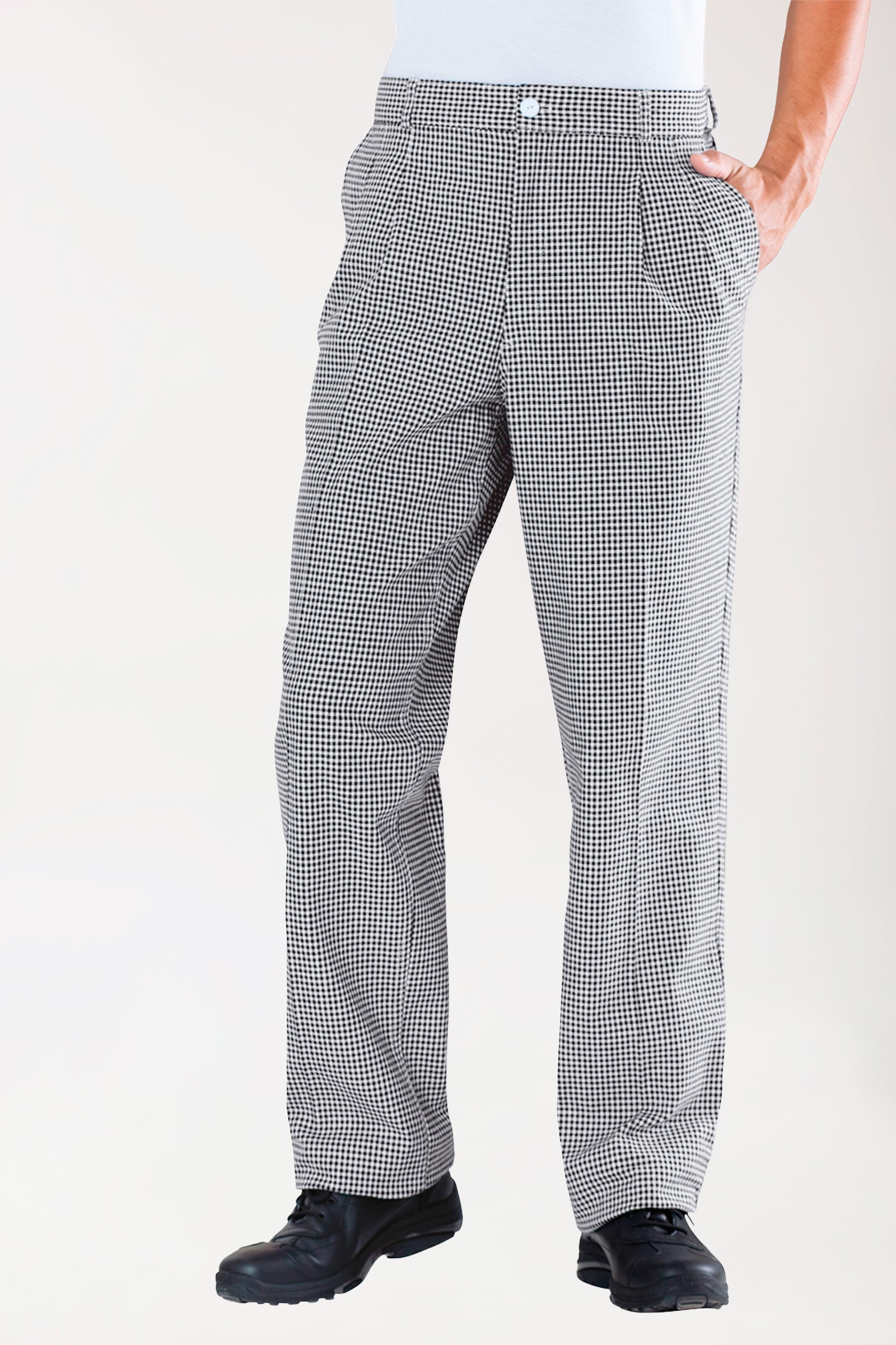 Gastro broek heren - bandplooien zwart/wit