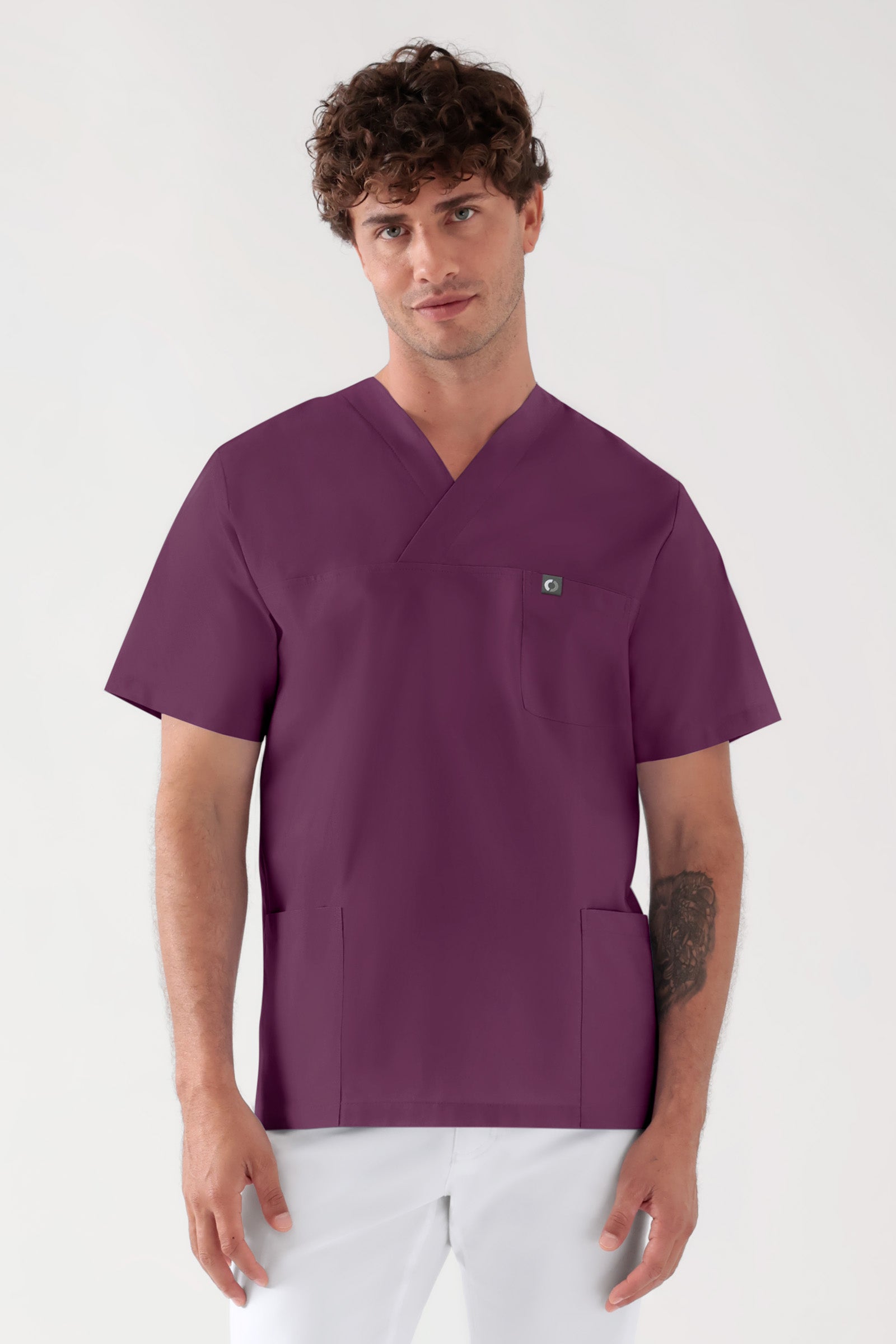 Katoenen oversteektuniek unisex - 2-pack pruimen, Voorzijde view