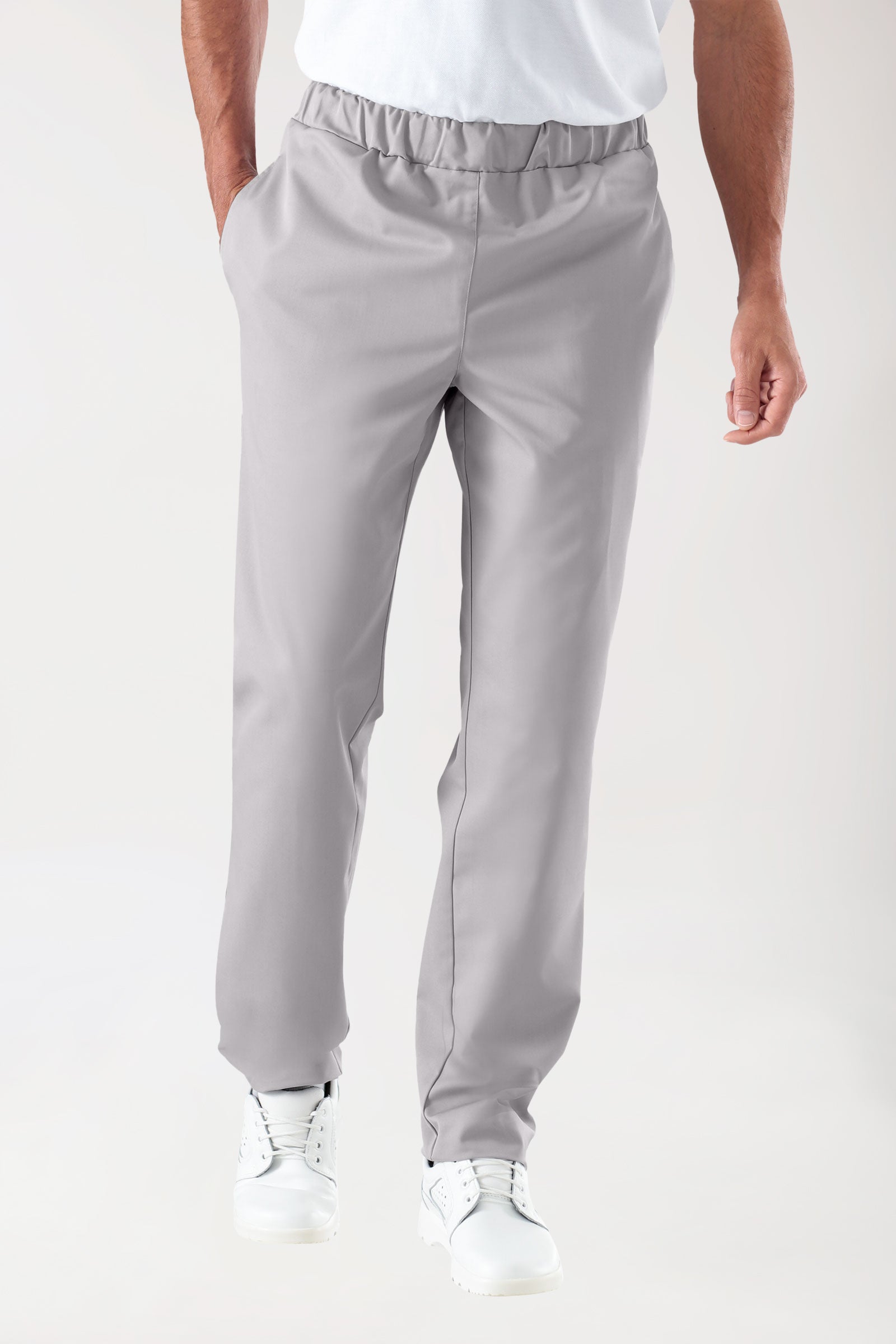 JUST STRONG broek uniseks-zijzakken-elastische boord grijs
