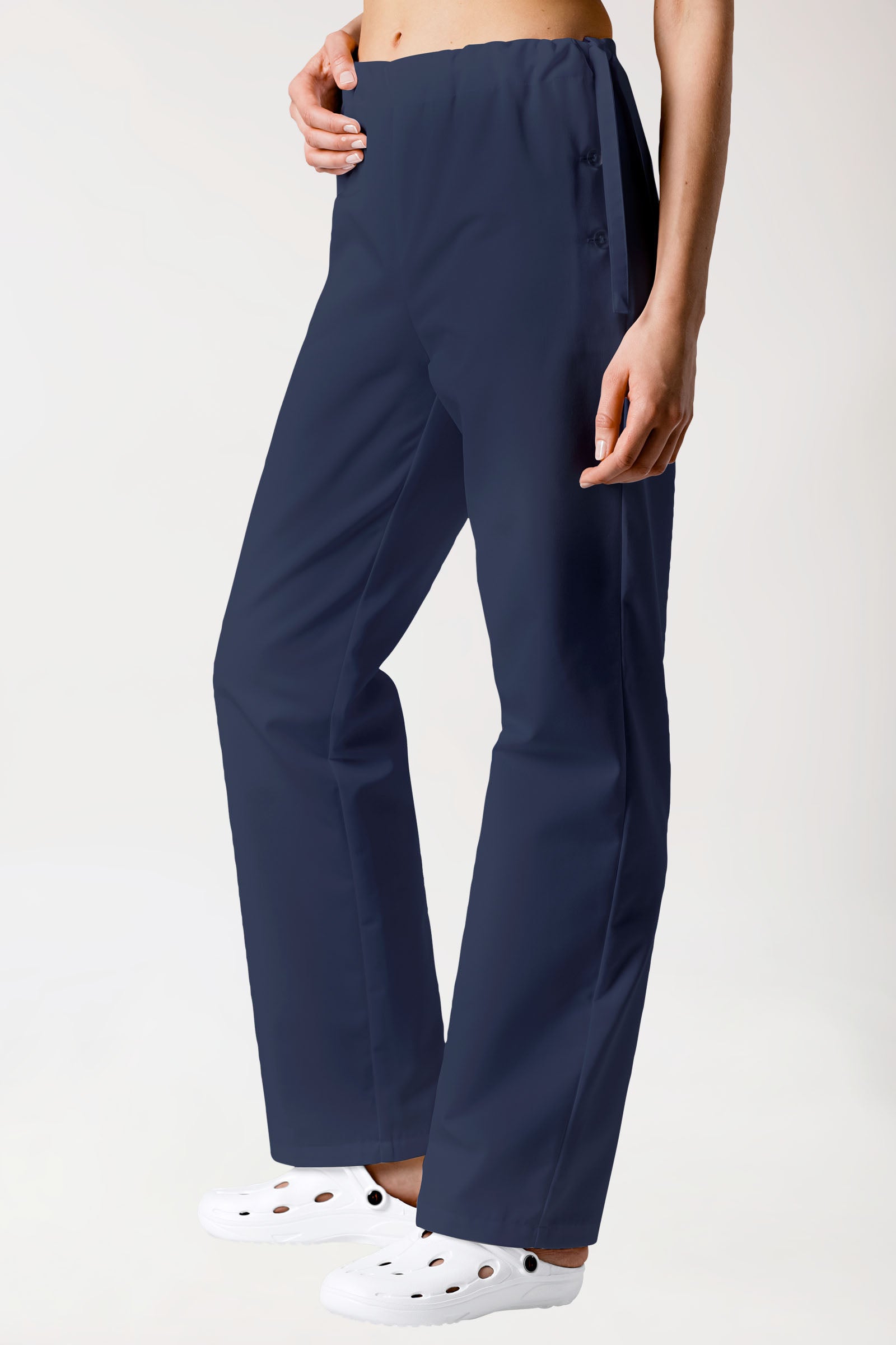 Katoenen broek unisex - knoopsluiting opzij navy