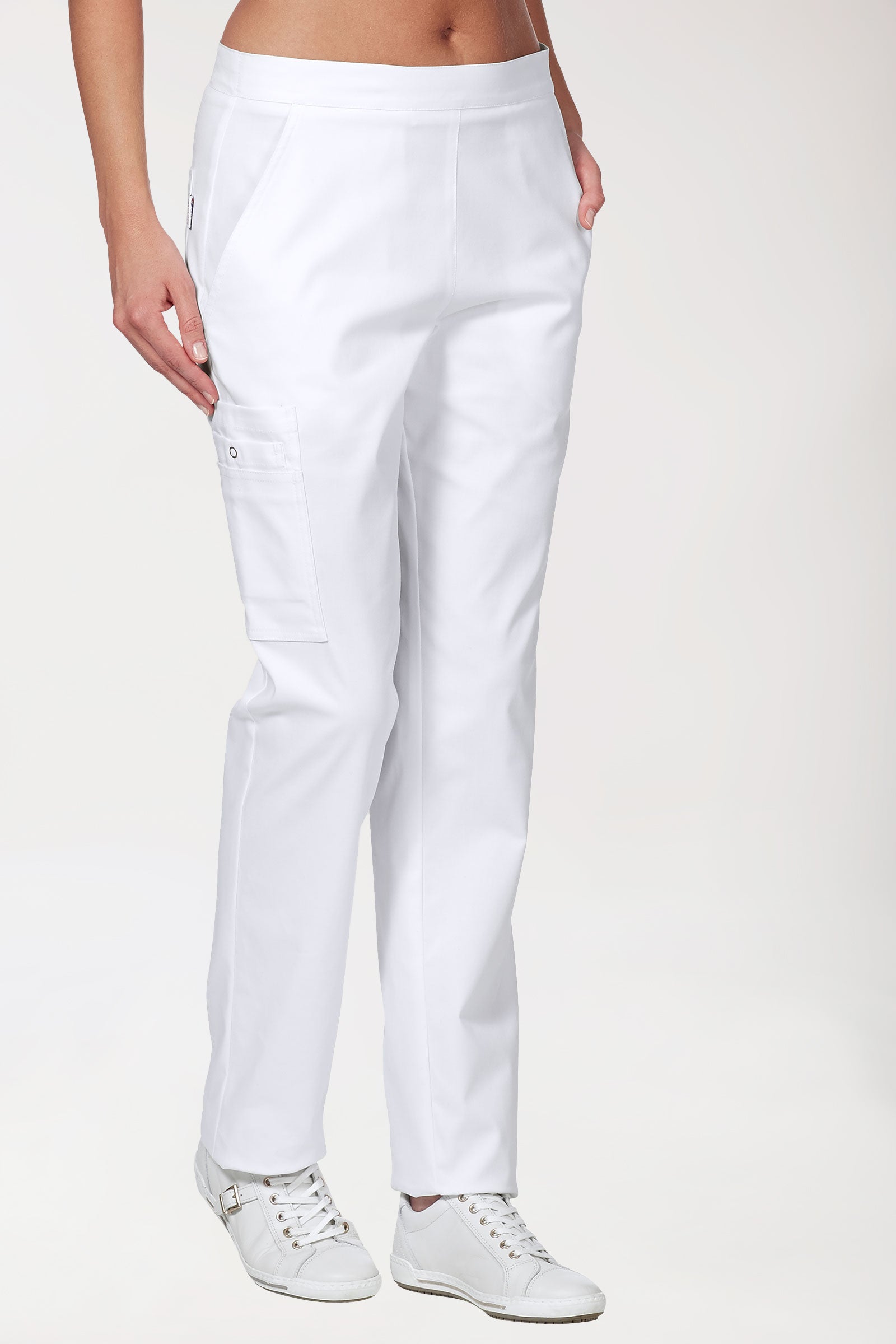 CLINIC STRETCH broek uniseks - met beenzak wit