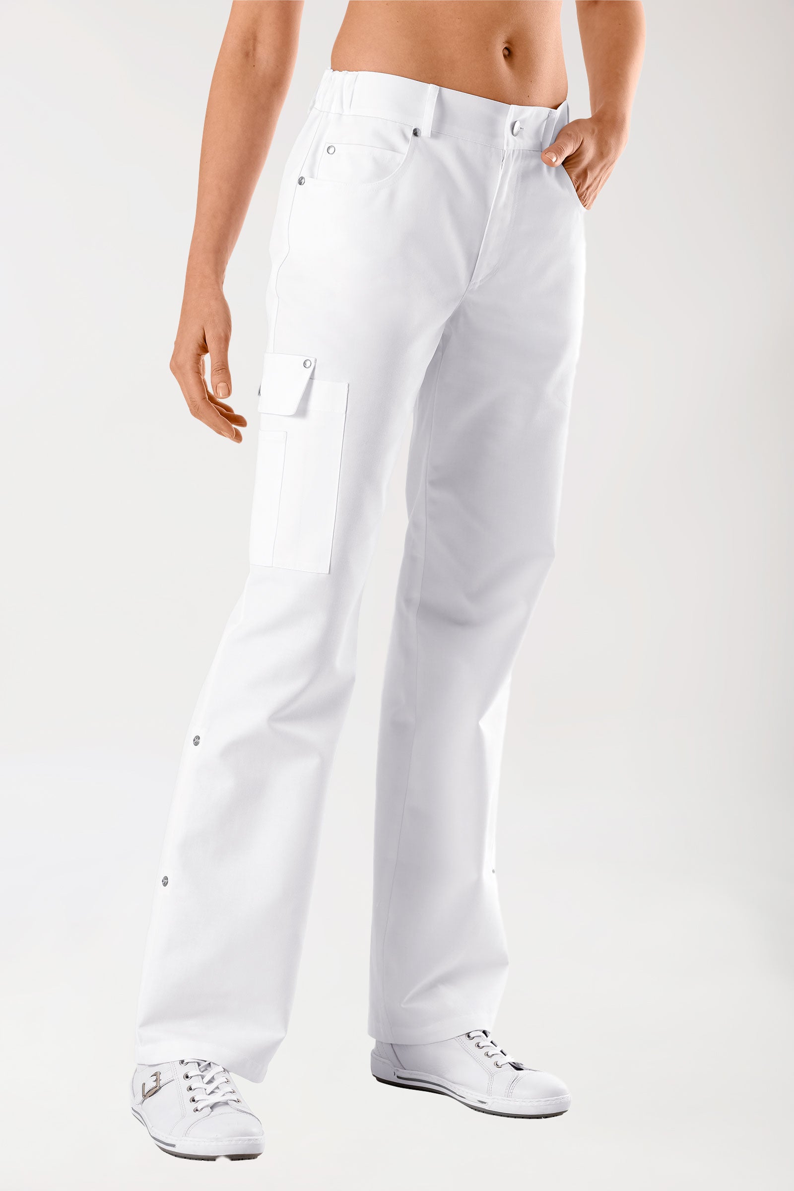 JUST STRONG broek unisex - deels elastische boord wit