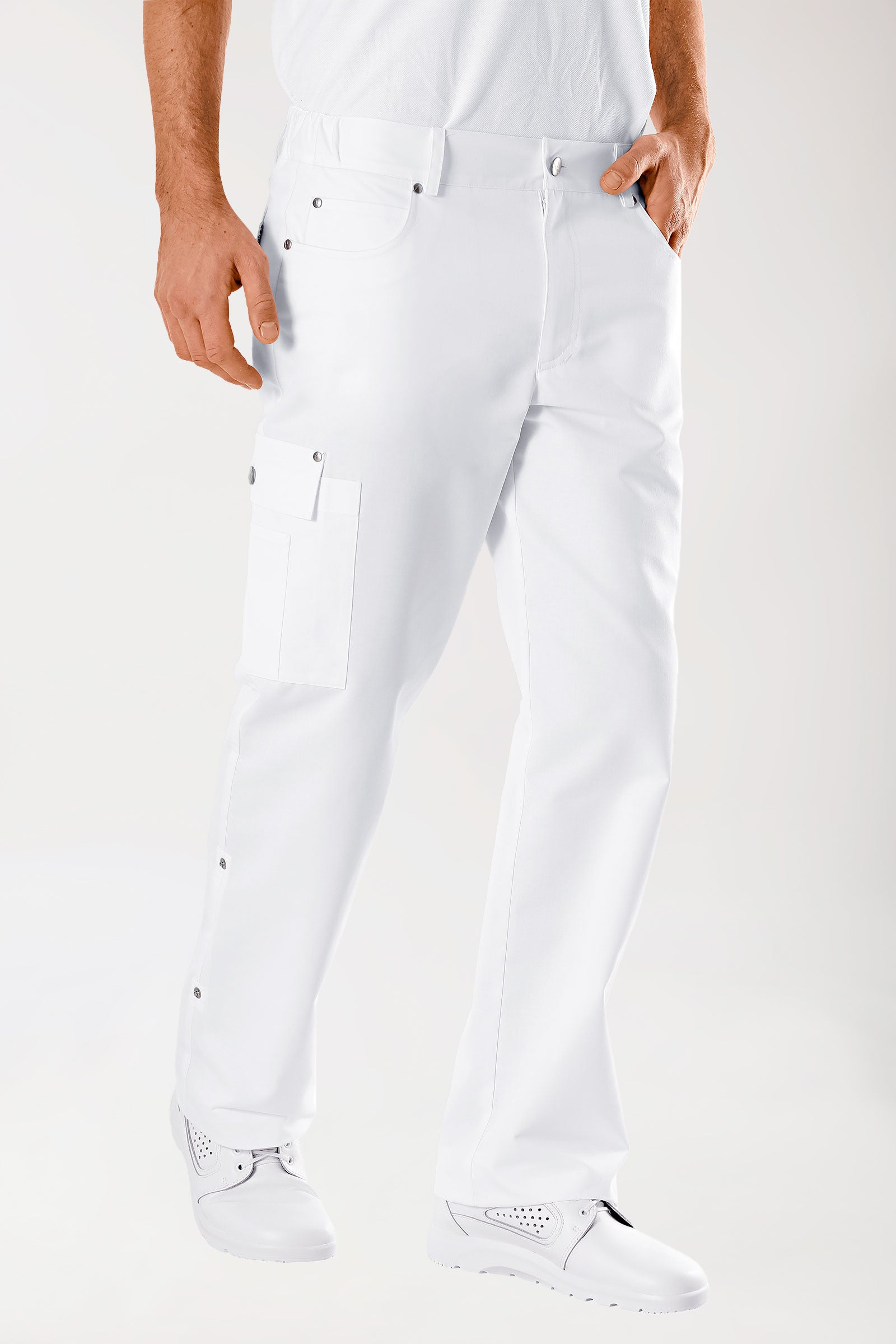 JUST STRONG broek unisex - deels elastische boord wit