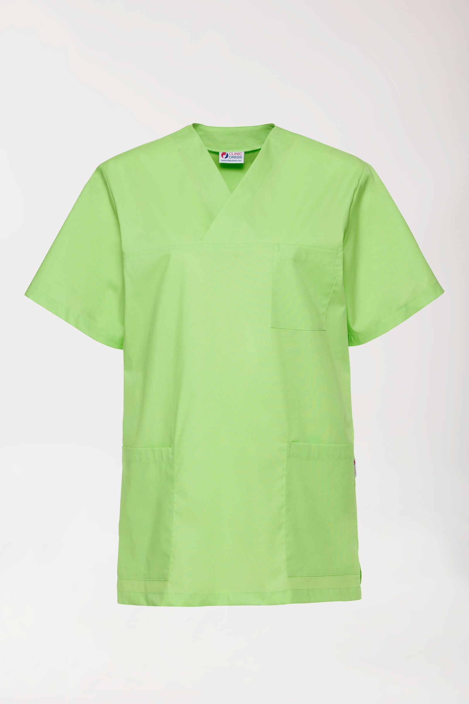 Stretch oversteektuniek unisex - V-hals appelgroen