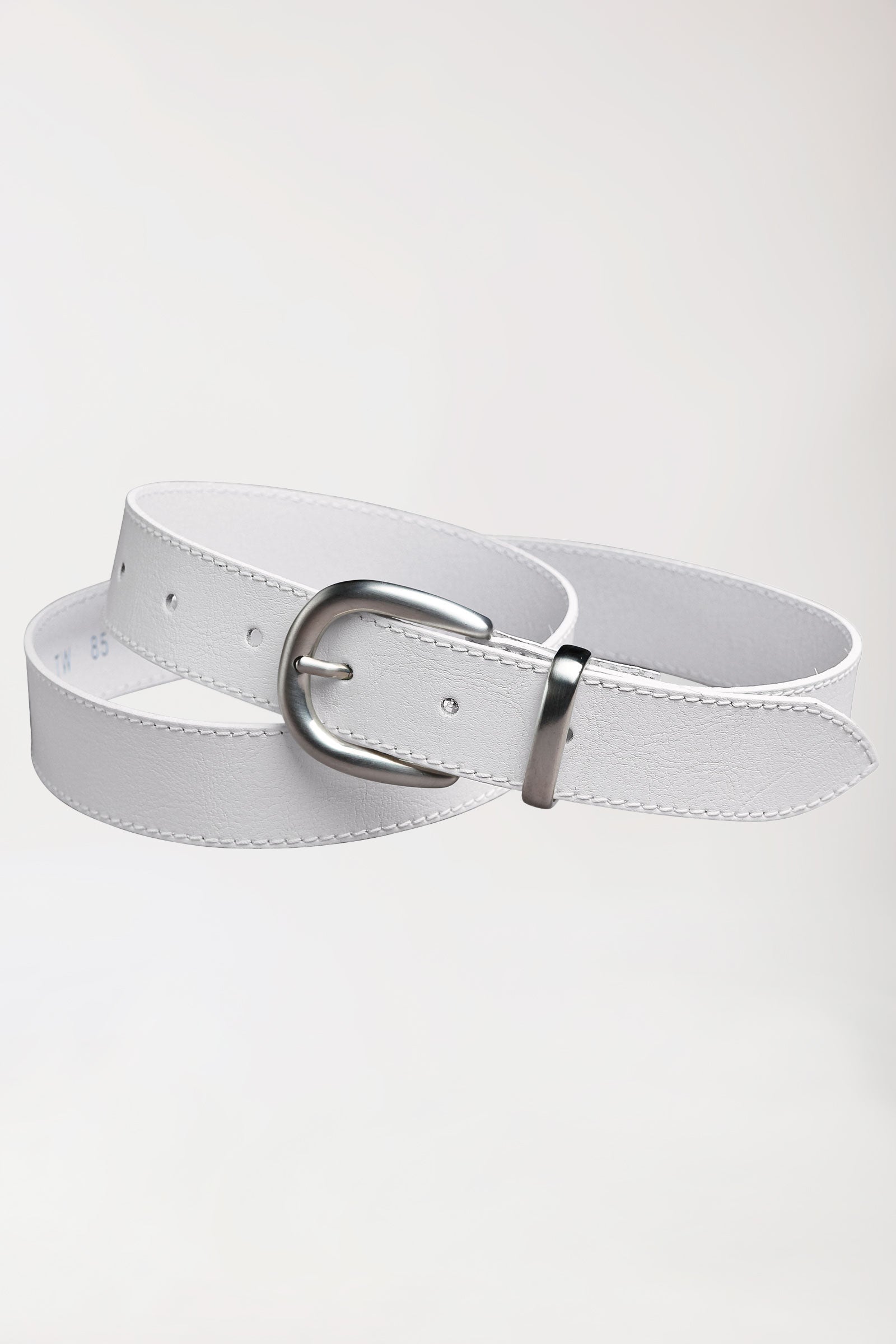 Riem met gesp in zilver. Wit
