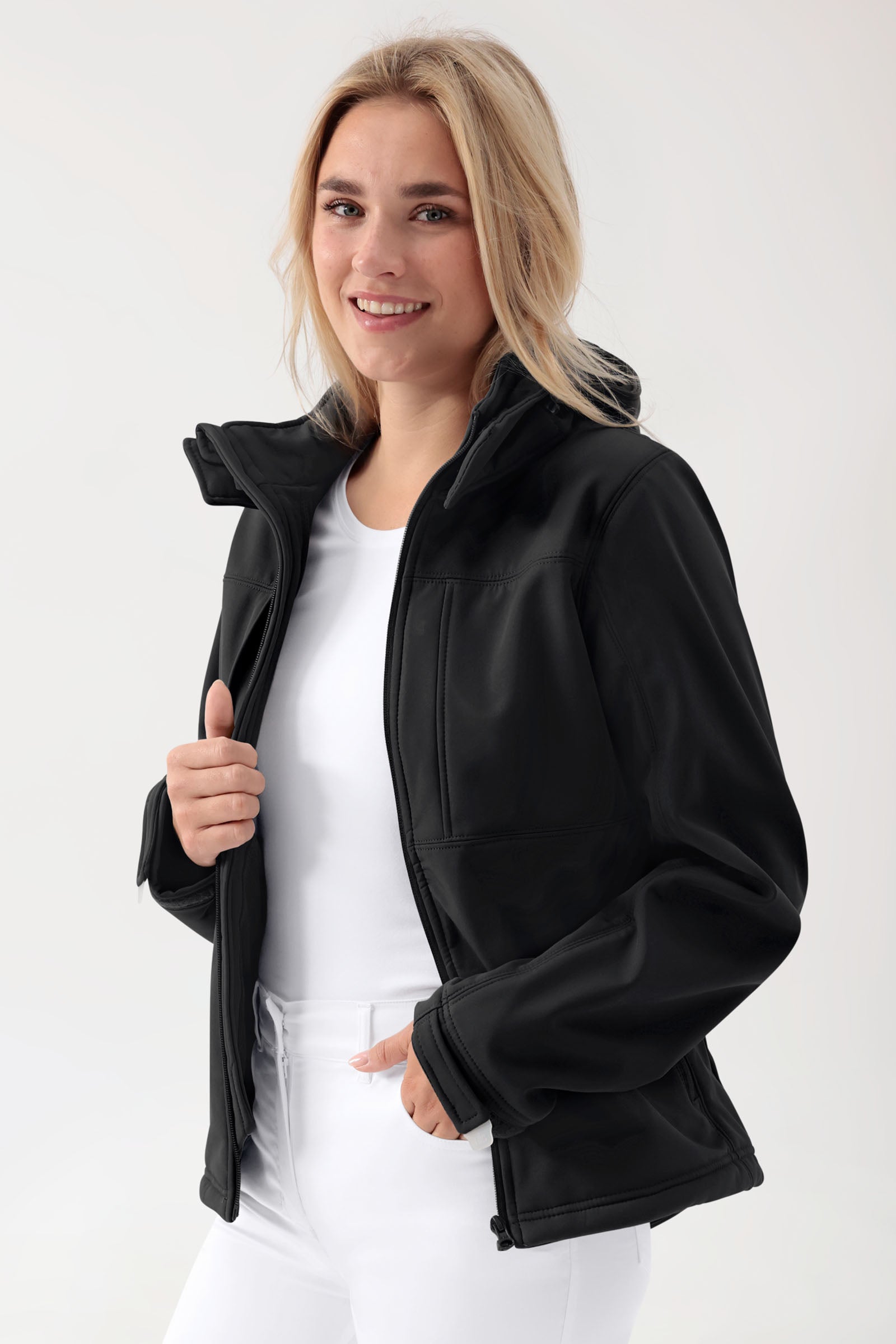 Softshell jassen unisex - met capuchon zwart