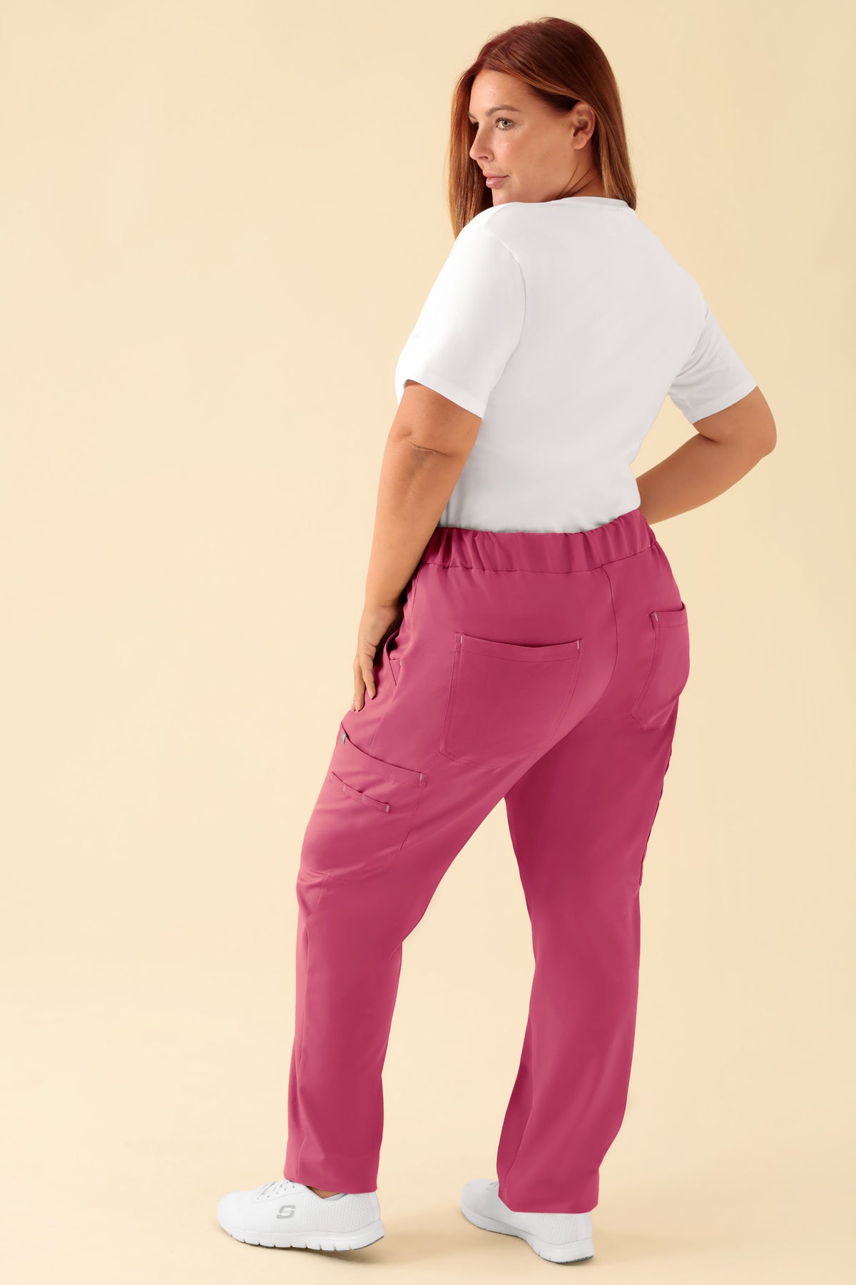 KAERE broek dames - met beenzak oud rose, Achterzijde view Het model is 173 cm lang en draagt maat XL