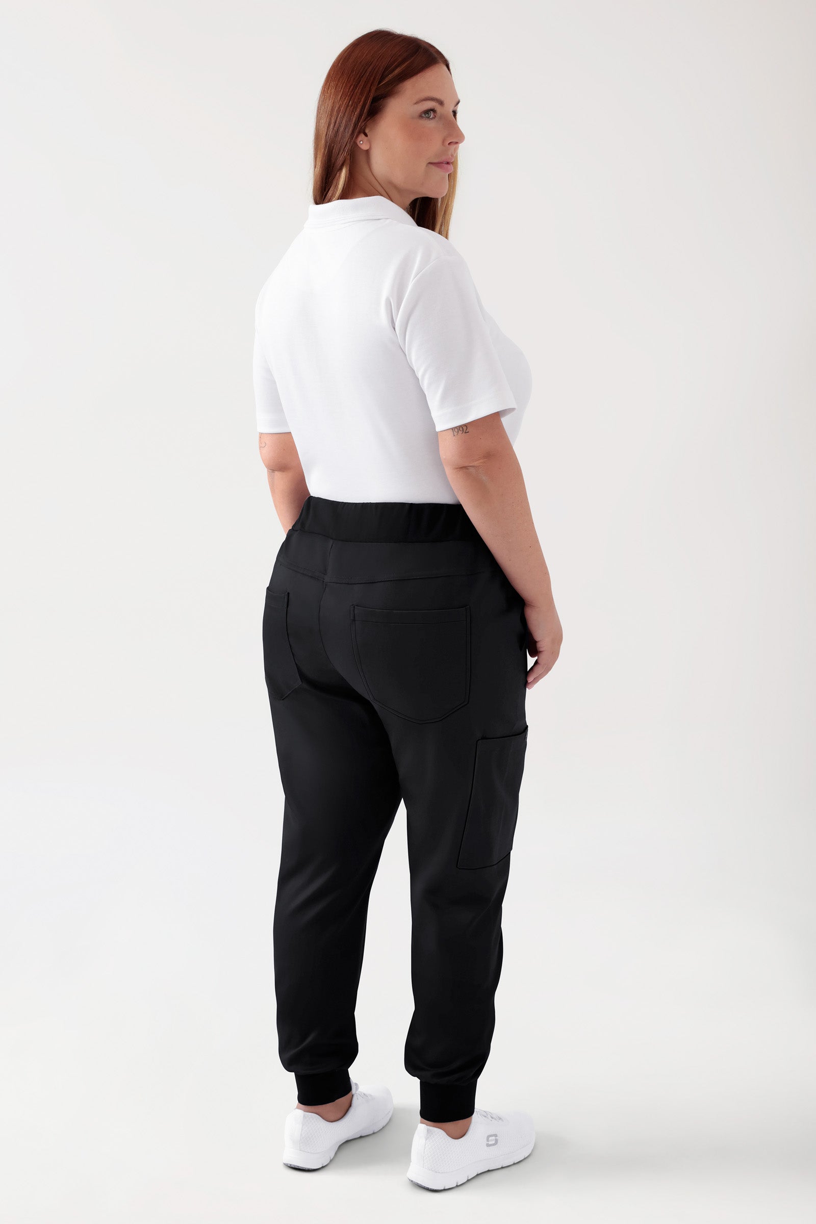 COMFY FLEX broek dames - jogpants zwart, Achterzijde view Het model is 173 cm lang en draagt maat XL