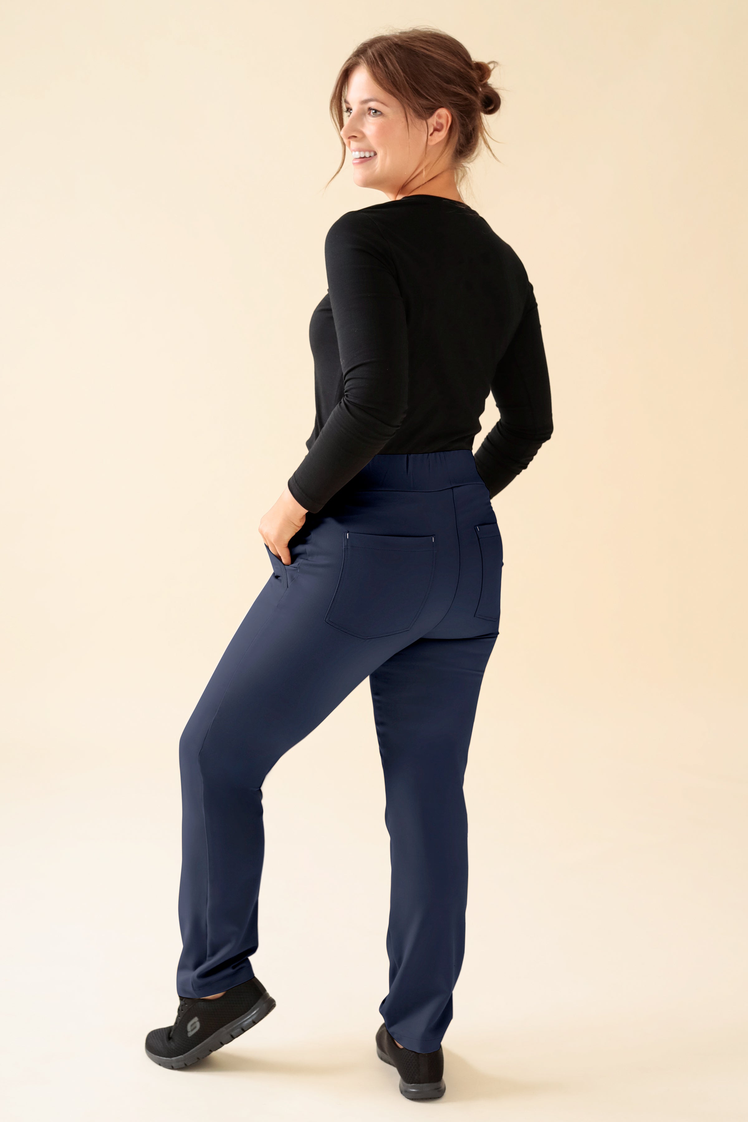 KAERE broek dames - korte maat zonder beenzak navy