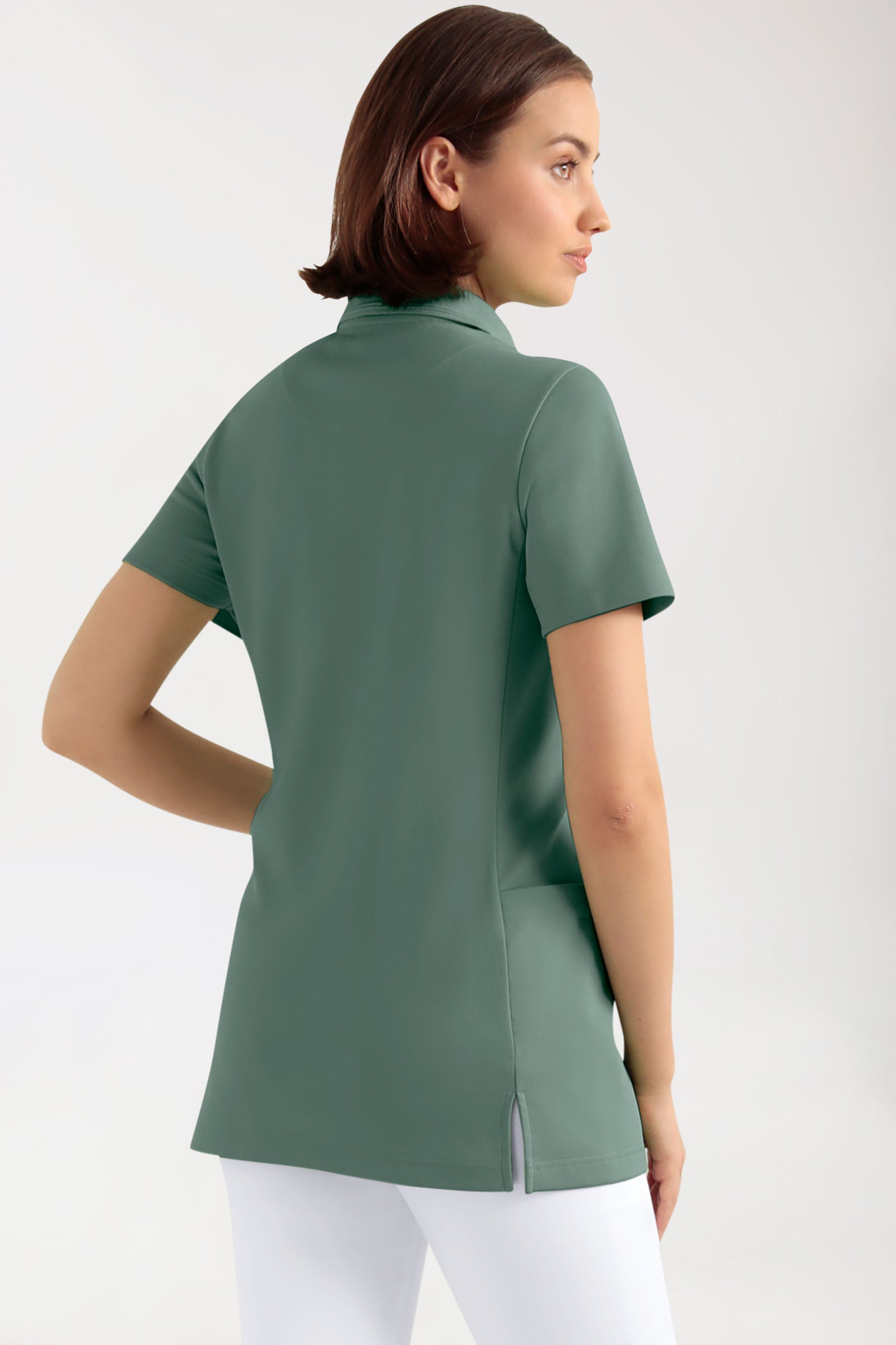 COMFY FLEX Stretch oversteektuniek dames - polokraag donkergroen