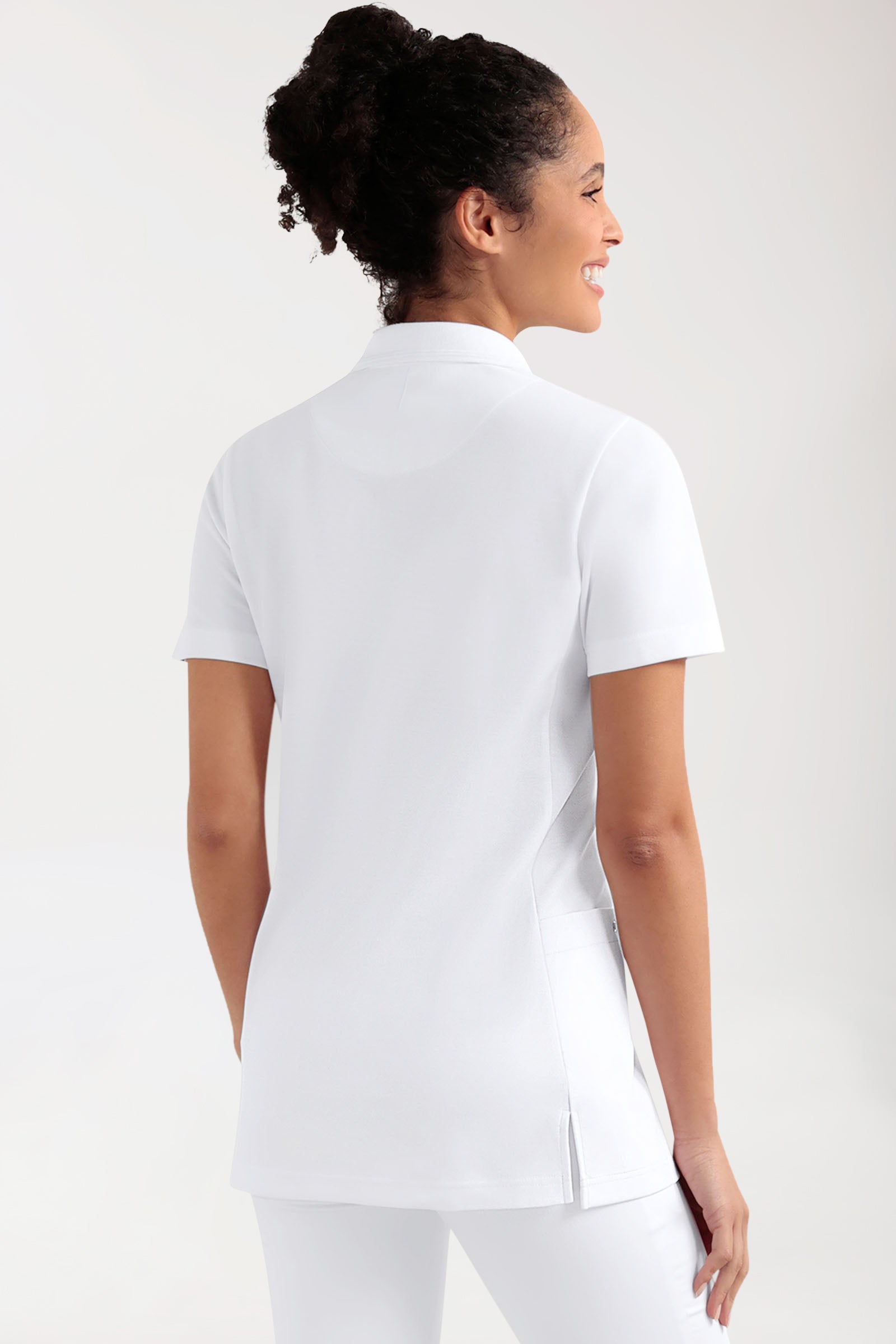 COMFY FLEX Stretch oversteektuniek dames - polokraag wit