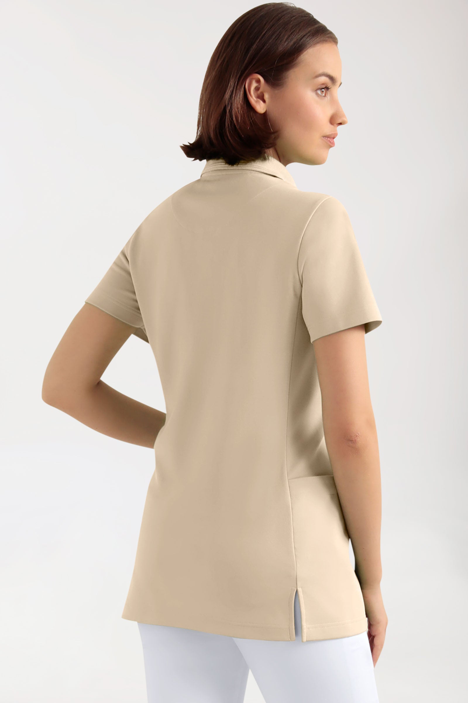 COMFY FLEX Stretch oversteektuniek dames - polokraag zand